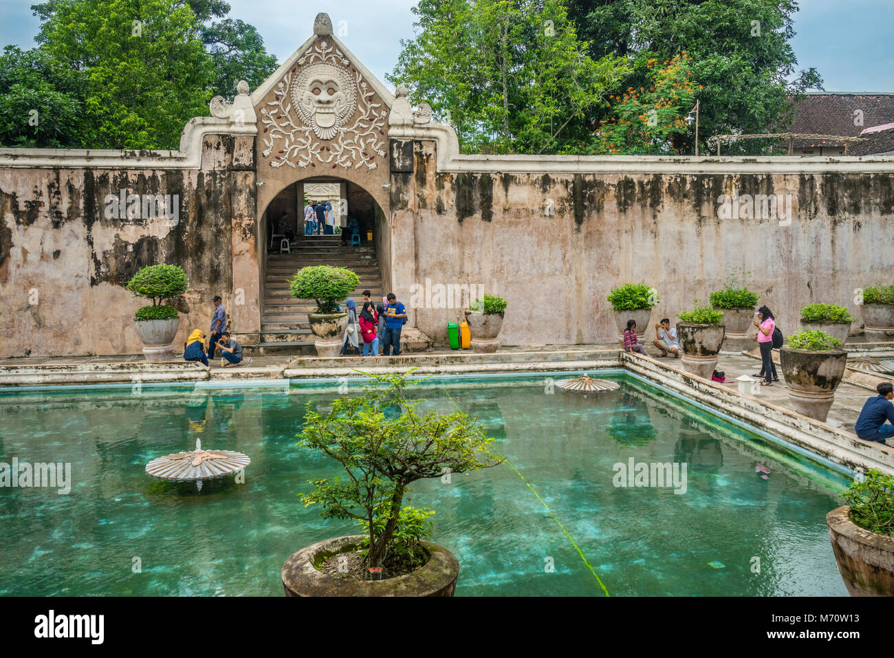 Complexe balnéaire de Taman Sari le château d'eau, l'emplacement d'un ancien jardin royal du sultanat de Yogyakarta, le centre de Java, Indonésie Banque D'Images