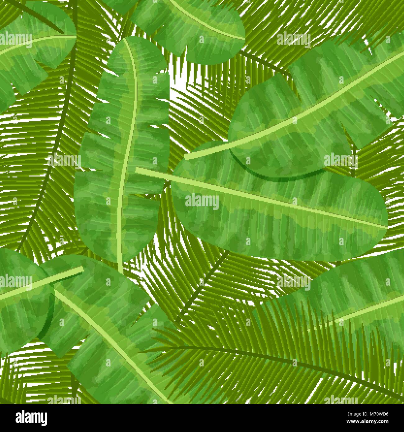 Cocotier et de la banane feuilles de palmier seamless pattern. modèle d'étiquette. Vector illustration avec motif tropic Illustration de Vecteur