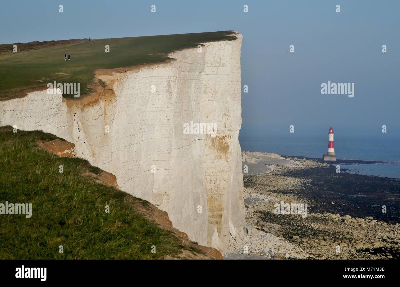 Falaises de Beachy Head et le phare près de Eastbourne Banque D'Images