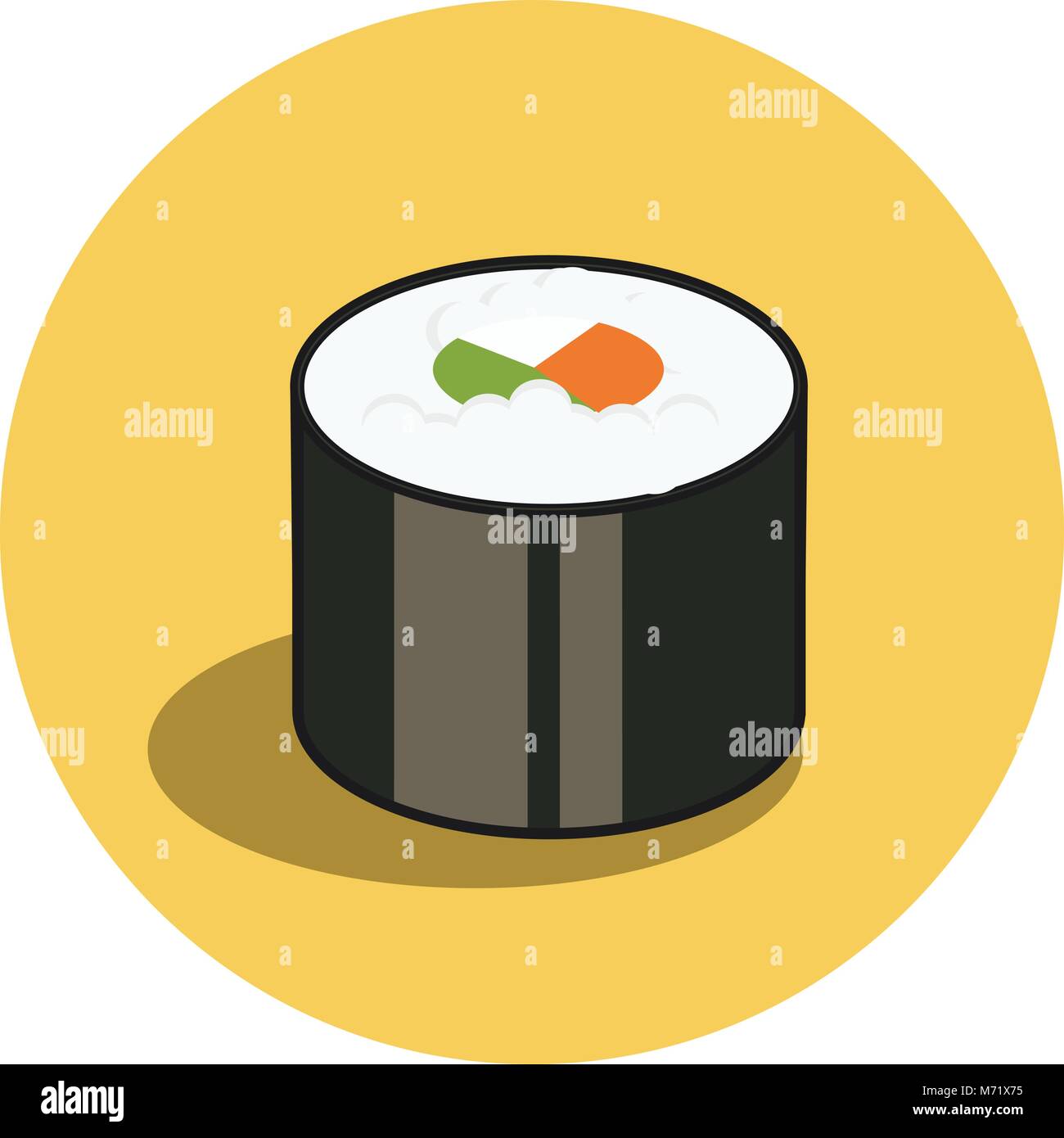 Sushi roll. L'alimentation traditionnelle japonaise avec des filets de poisson du saumon de l'icône. Vector illustration isolé. Illustration de Vecteur