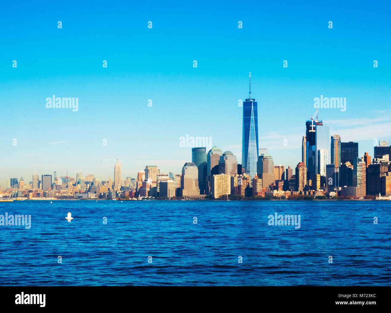 New York paysage horizon vue depuis Liberty Island Banque D'Images