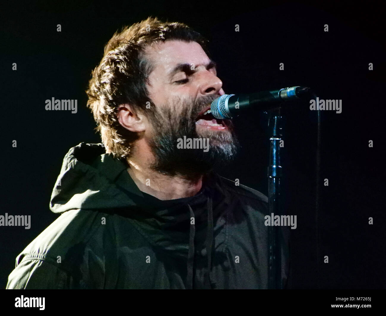 MILAN, ITALIE, LE 26 FÉVRIER 2018 - Liam Gallagher se produit en concert à fabrique à Milan, Italie, le 26 février 2018. Banque D'Images