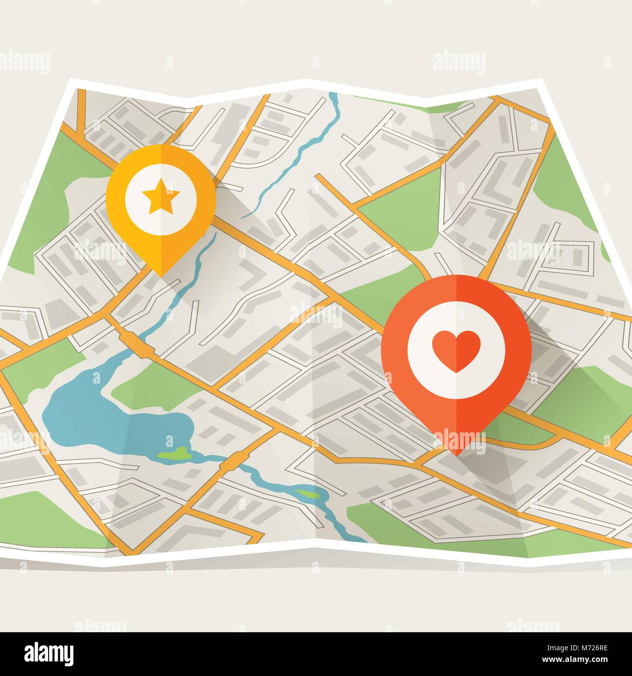 Abstract city carte pliée, avec des points de Illustration de Vecteur