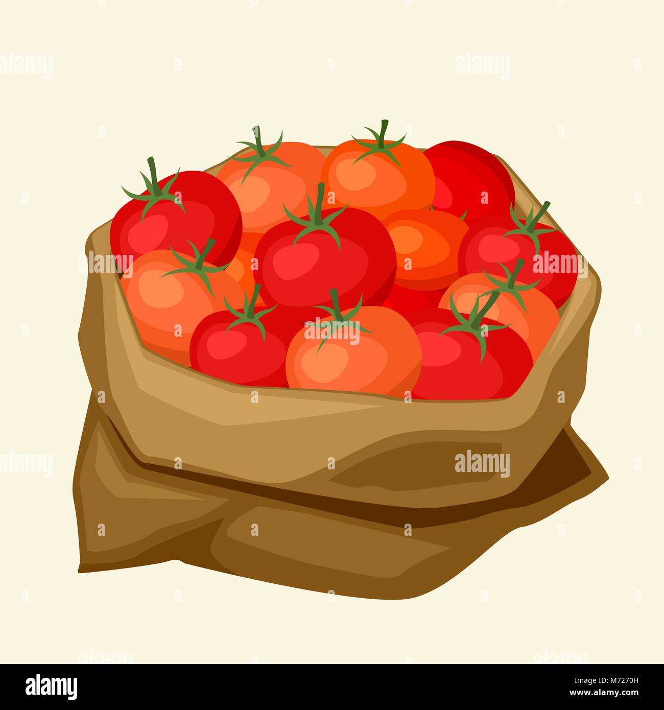 Illustration de sac stylisé avec des tomates bien mûres Illustration de Vecteur