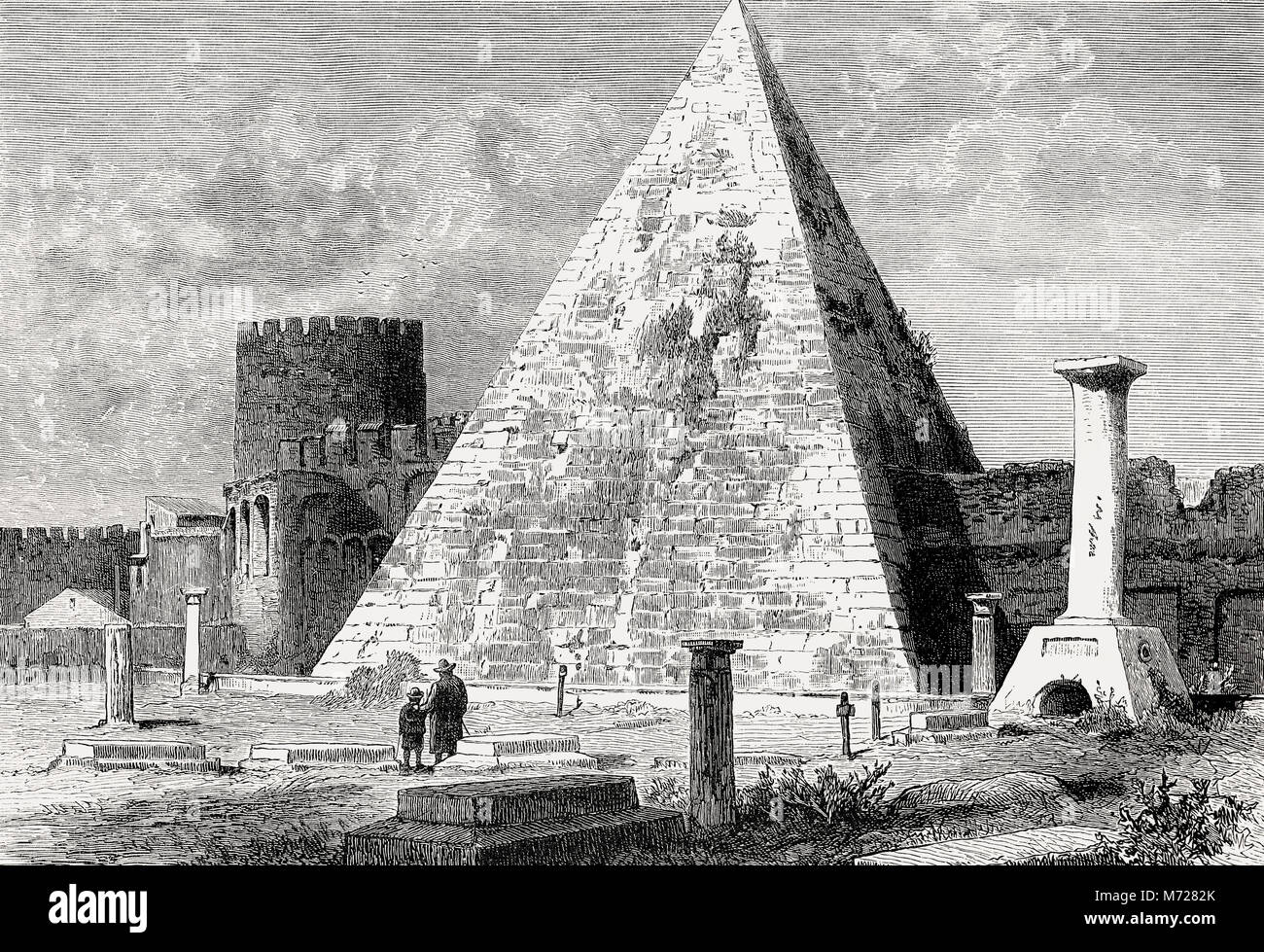 La Pyramide de Cestius, une ancienne pyramide dans Rome, Italie Banque D'Images