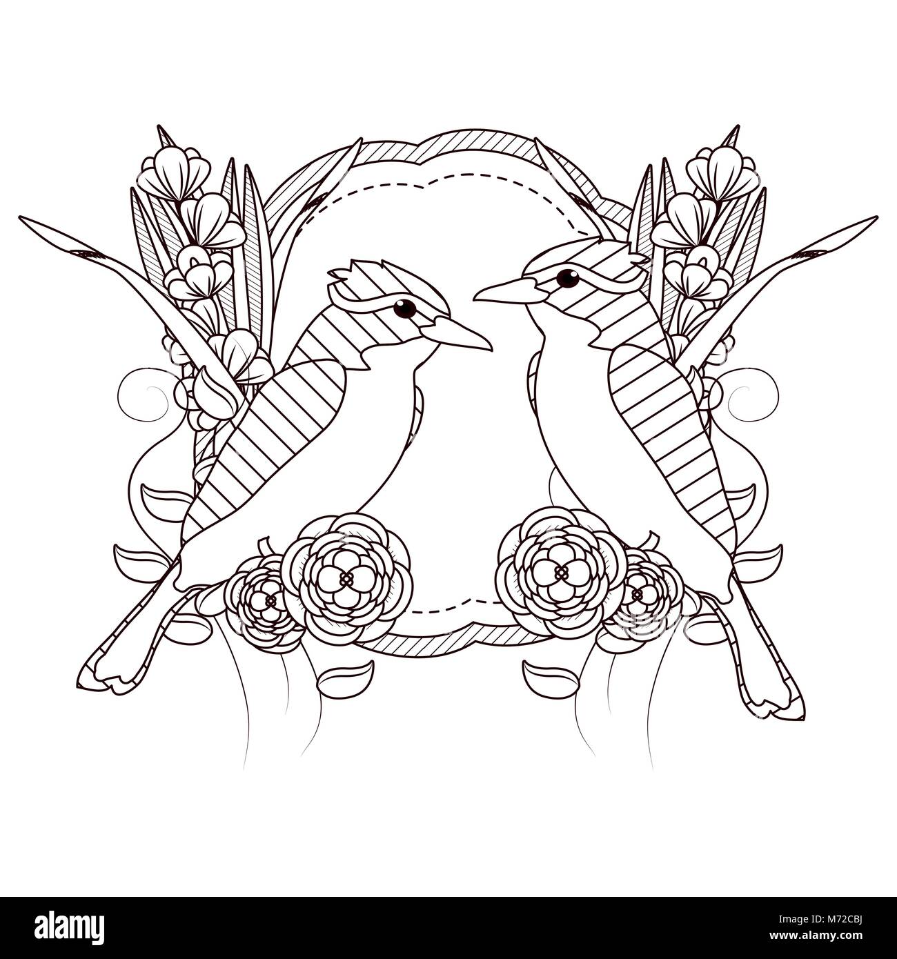 Magnifiques Dessins Dessin Noir Et Blanc Oiseaux magnifiques dessins en noir et blanc Image Vectorielle Stock - Alamy