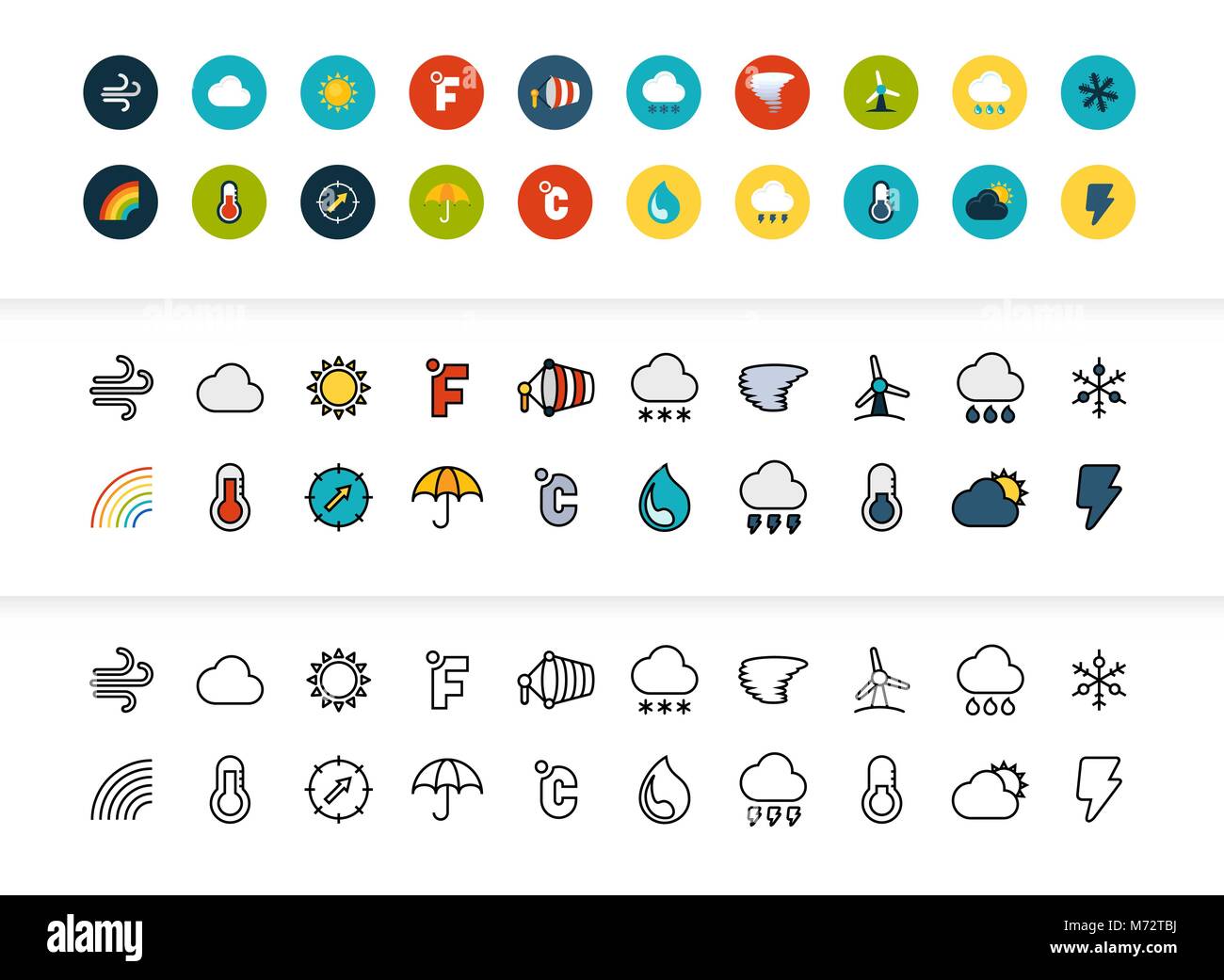 Contour noir et couleur des icônes, fine ligne de course style design Illustration de Vecteur