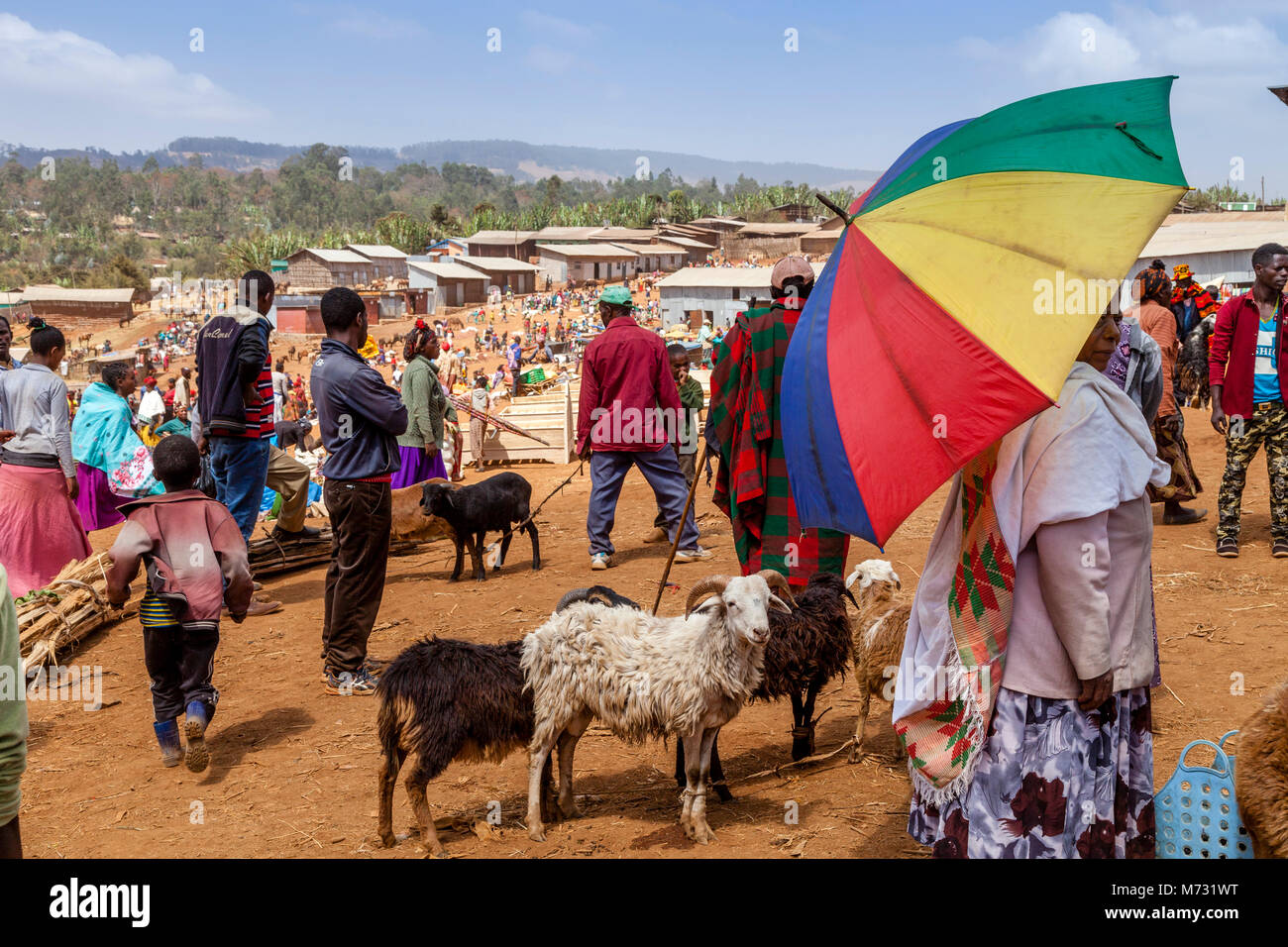 Le célèbre marché du samedi au Village de Chencha Dorze, haut dans les montagnes de Guge, Gamo Gofa Zone, Ethiopie Banque D'Images