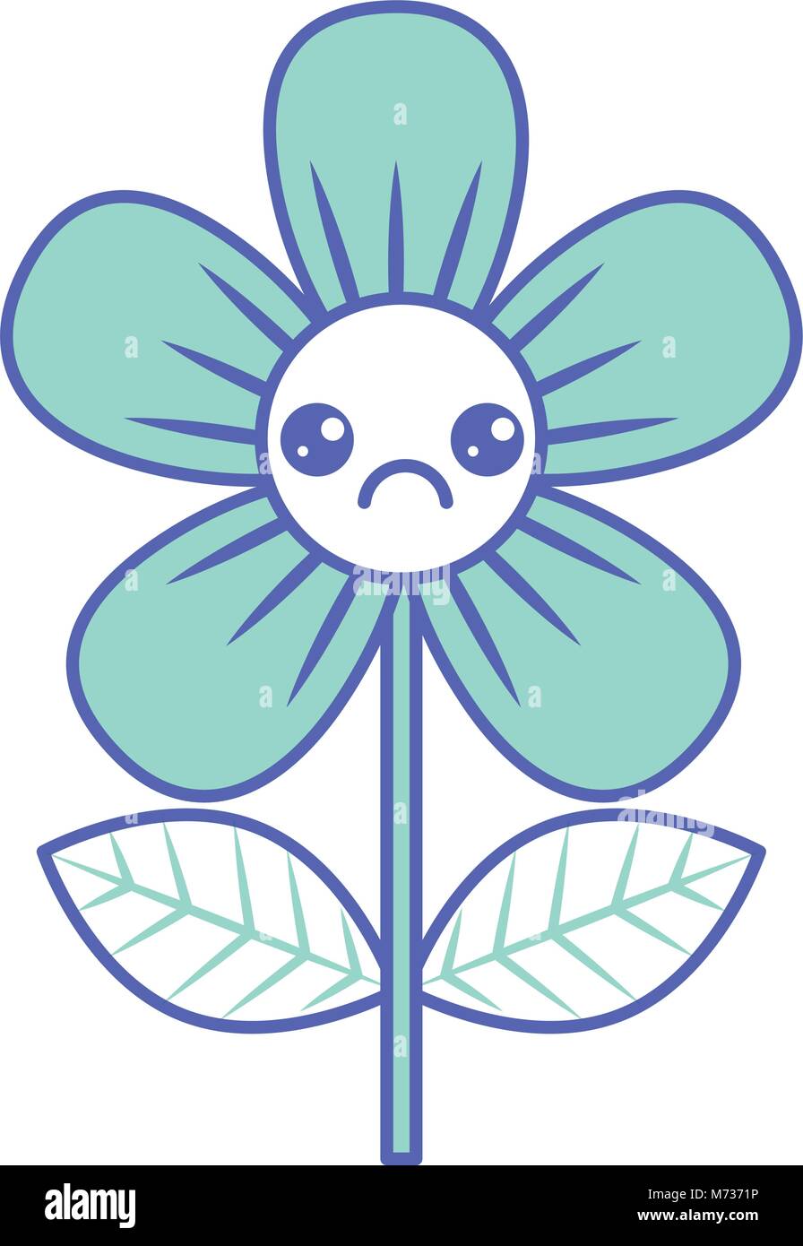 Belle fleur triste kawaii cartoon Illustration de Vecteur