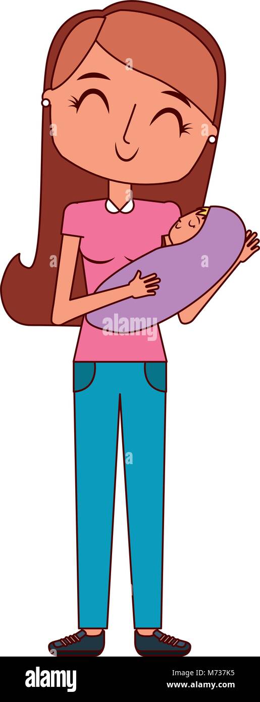 Maman tient le bébé dans ses bras Illustration de Vecteur