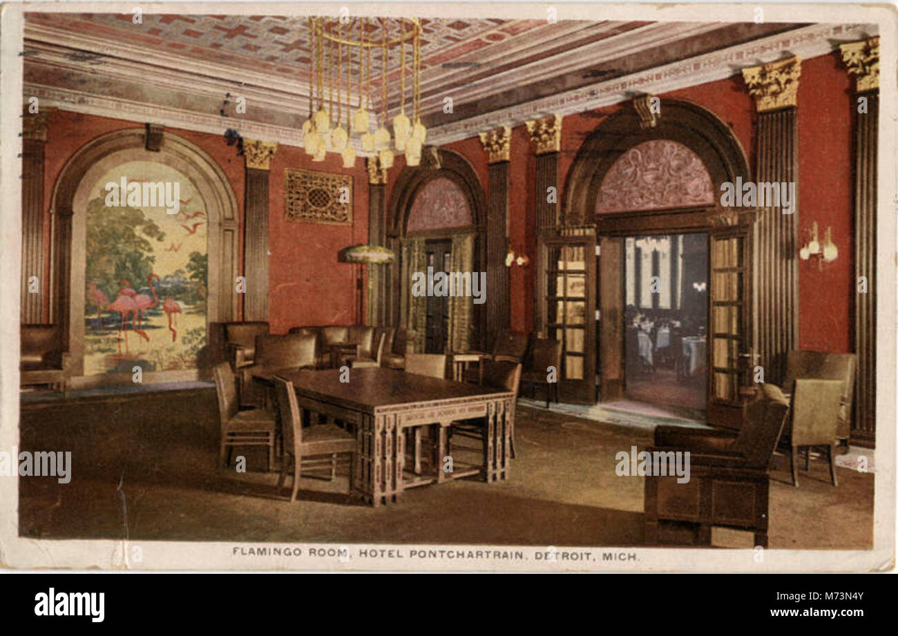 La salle Flamingo de l'Hôtel Pontchartrain, un lieu populaire connu pour son atmosphère élégante et son rôle important dans la scène sociale de Détroit. Banque D'Images