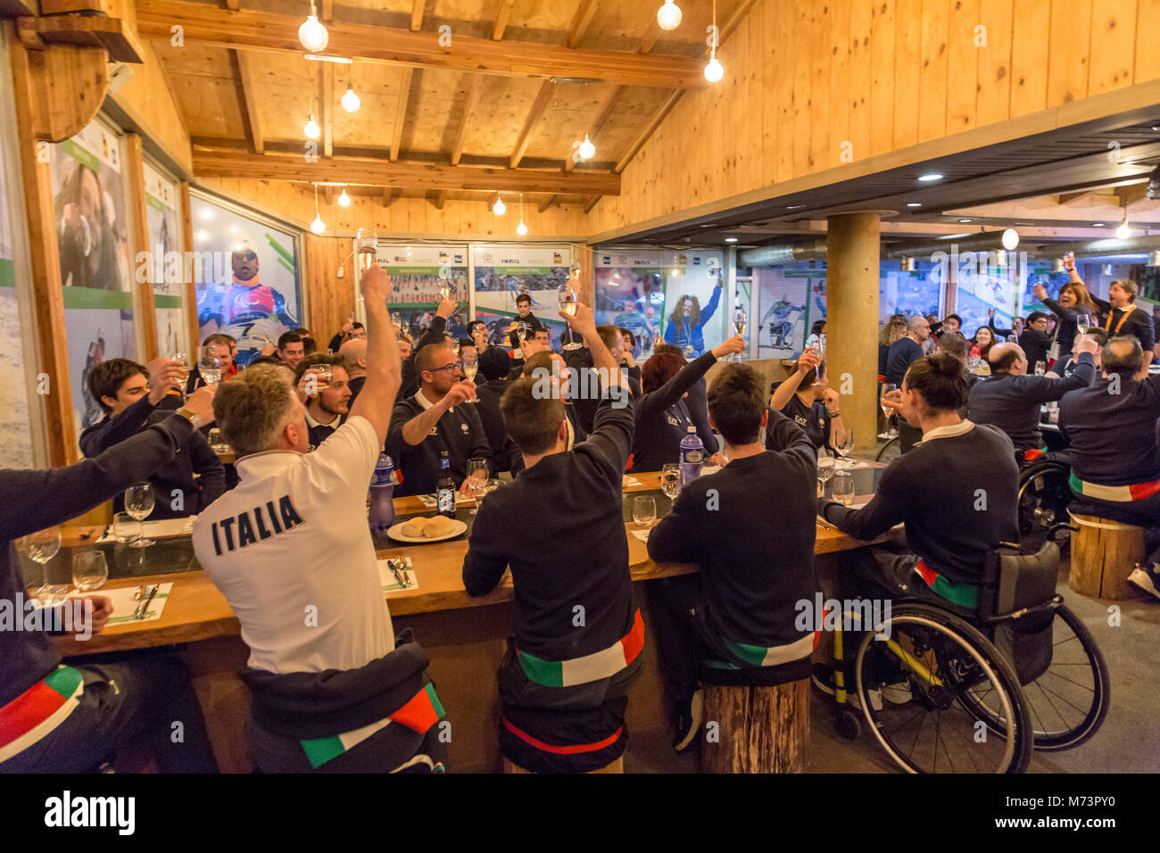 Pyeongchang, Corée du Sud. 8 mars 2018 - Ouverture de la Casa Italia au village paralympique à PeyongChang Crédit : Marco Ciccolella/Alamy Live News Banque D'Images