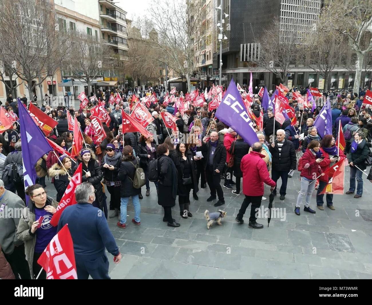 Pie de Foto : Concentracion feminista Noticia Asociada : Unas 200 personas  se concentran en la plaza de Espana para exigir légalité entre hombres y  mujeres. 200 de l'UNAS personas se han