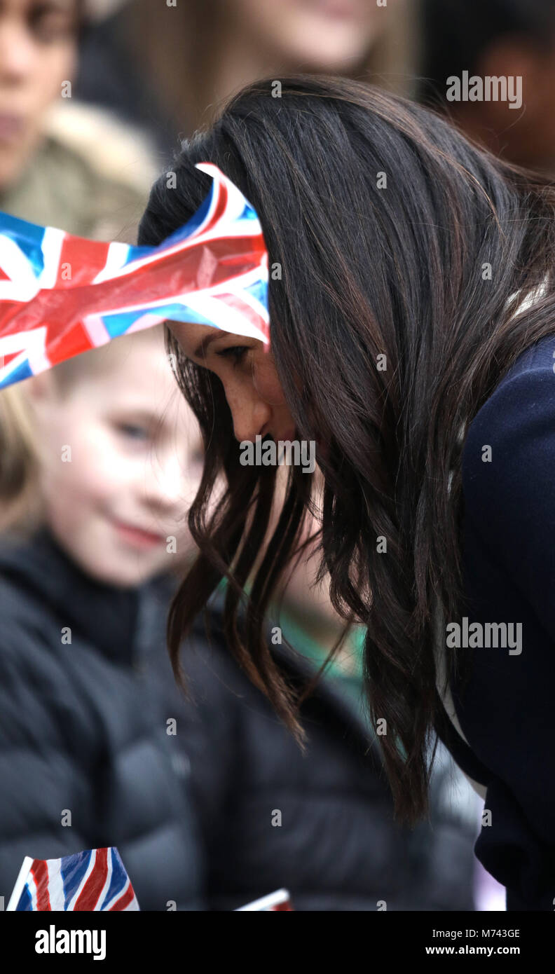 Birmingham, UK. 8 mars, 2018. Son Altesse Royale le prince Harry (Pays de Galles) et Meghan Markle, un bain de foule sur la Journée internationale des femmes à Birmingham au Millennium Point, Birmingham, le 8 mars 2018. Crédit : Paul Marriott/Alamy Live News Banque D'Images