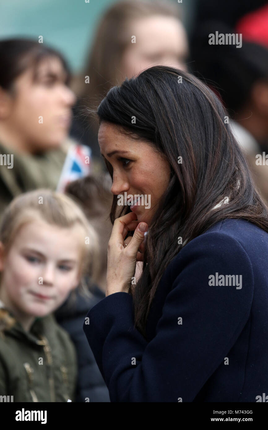 Birmingham, UK. 8 mars, 2018. Son Altesse Royale le prince Harry (Pays de Galles) et Meghan Markle, un bain de foule sur la Journée internationale des femmes à Birmingham au Millennium Point, Birmingham, le 8 mars 2018. Crédit : Paul Marriott/Alamy Live News Banque D'Images