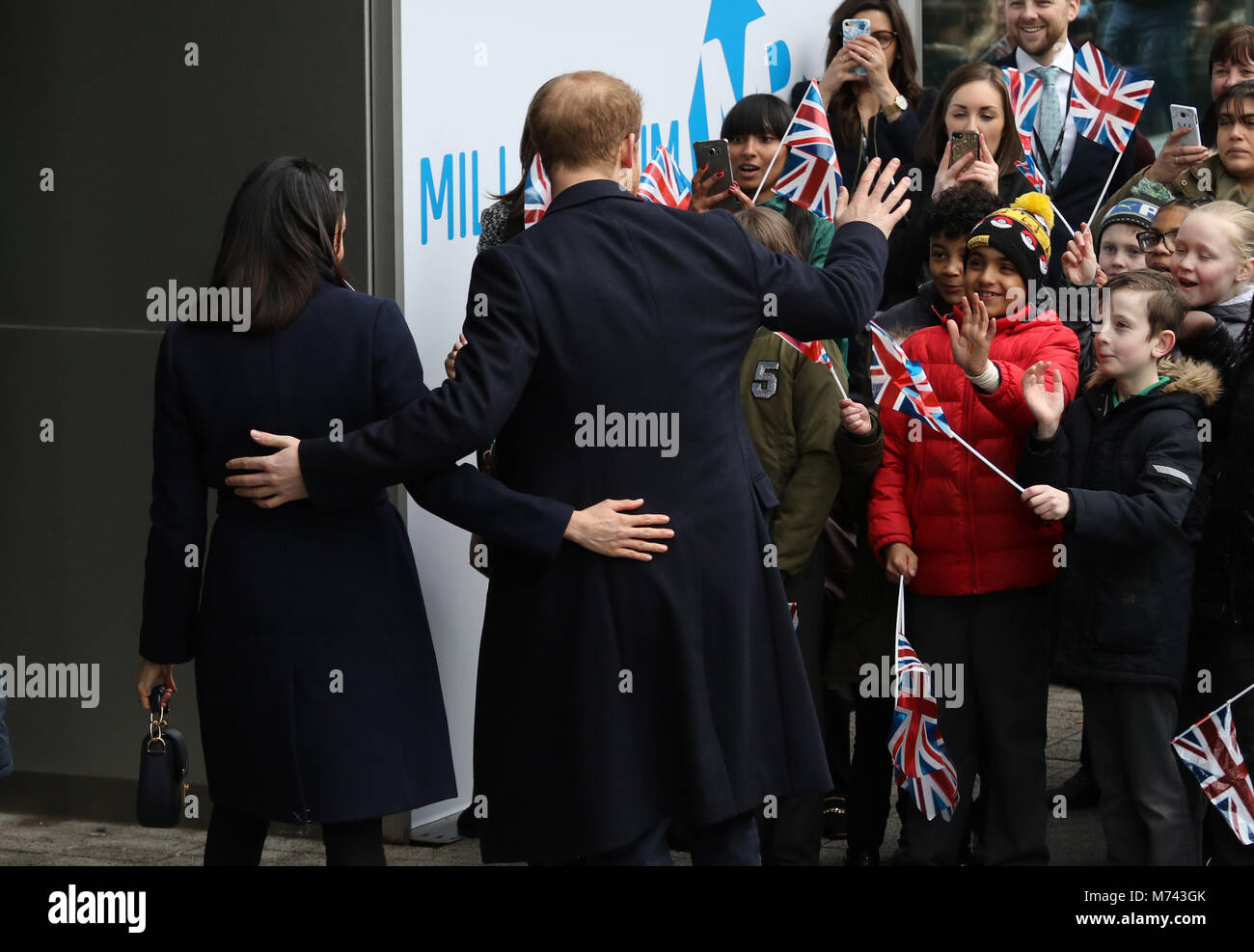 Birmingham, UK. 8 mars, 2018. Son Altesse Royale le prince Harry (Pays de Galles) et Meghan Markle, un bain de foule sur la Journée internationale des femmes à Birmingham au Millennium Point, Birmingham, le 8 mars 2018. Crédit : Paul Marriott/Alamy Live News Banque D'Images
