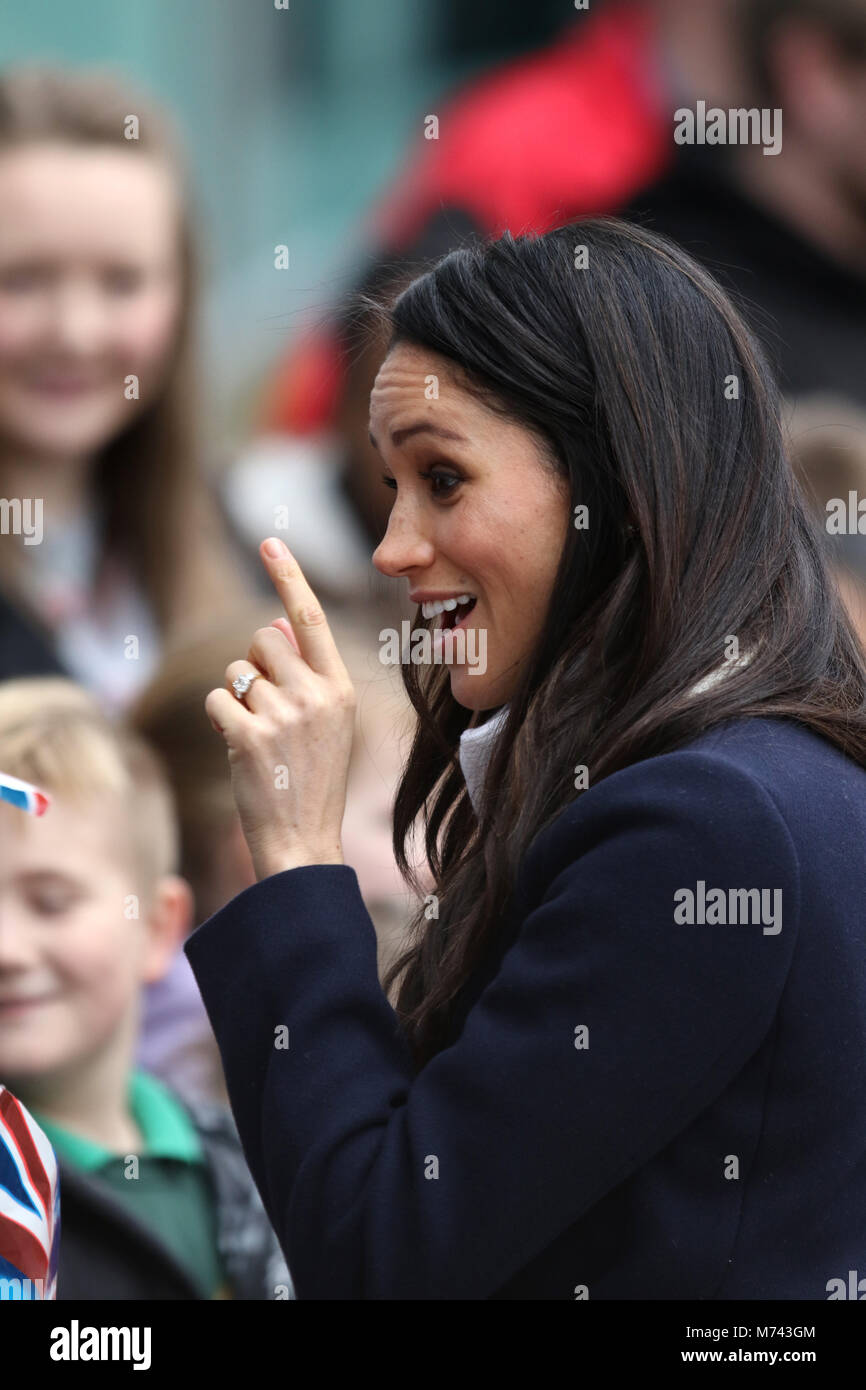 Birmingham, UK. 8 mars, 2018. Son Altesse Royale le prince Harry (Pays de Galles) et Meghan Markle, un bain de foule sur la Journée internationale des femmes à Birmingham au Millennium Point, Birmingham, le 8 mars 2018. Crédit : Paul Marriott/Alamy Live News Banque D'Images