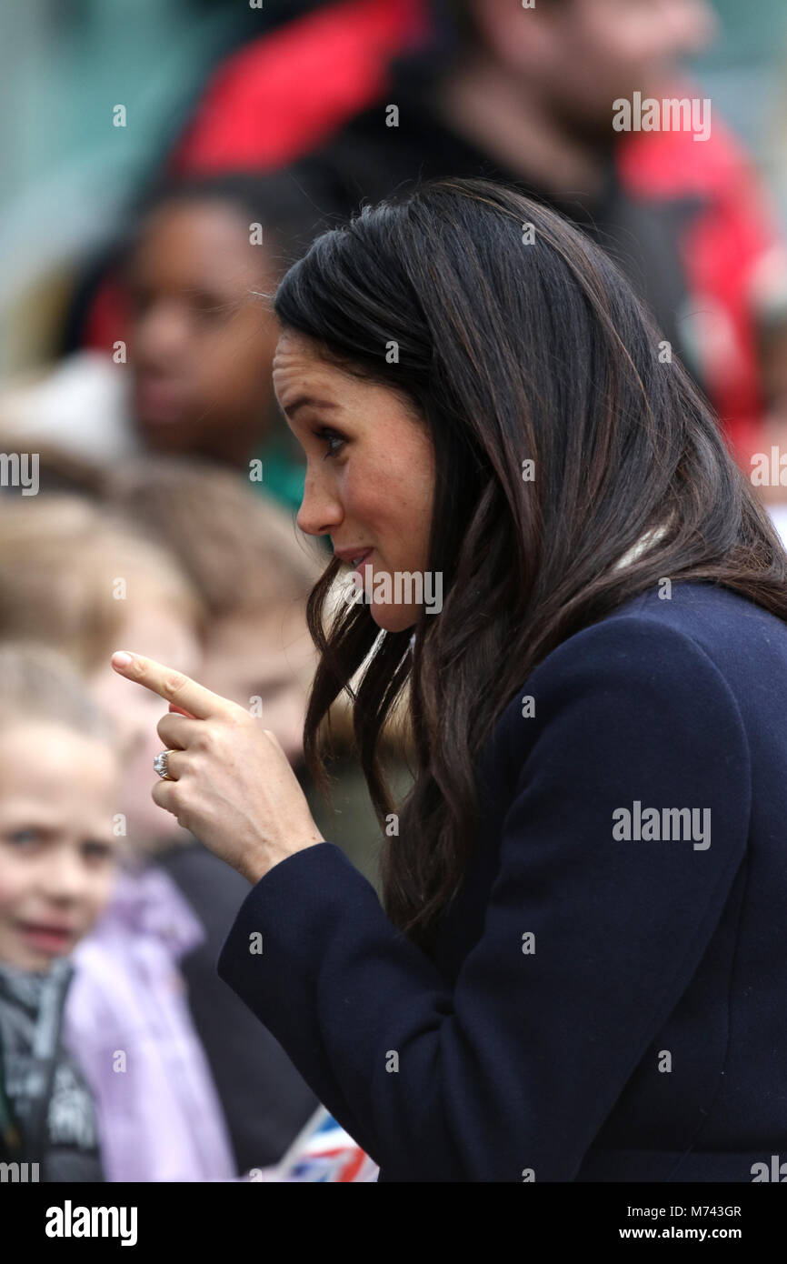 Birmingham, UK. 8 mars, 2018. Son Altesse Royale le prince Harry (Pays de Galles) et Meghan Markle, un bain de foule sur la Journée internationale des femmes à Birmingham au Millennium Point, Birmingham, le 8 mars 2018. Crédit : Paul Marriott/Alamy Live News Banque D'Images