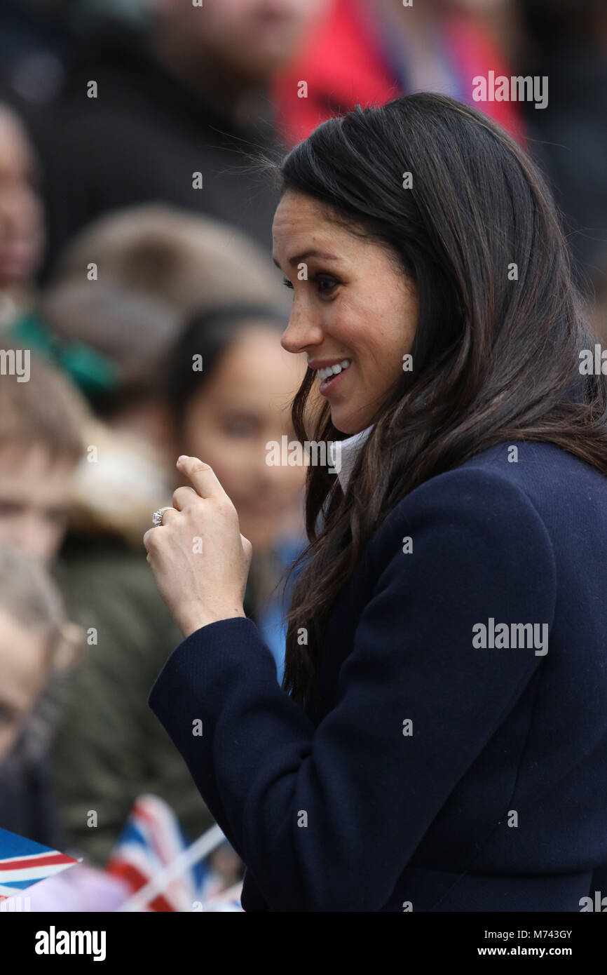 Birmingham, UK. 8 mars, 2018. Son Altesse Royale le prince Harry (Pays de Galles) et Meghan Markle, un bain de foule sur la Journée internationale des femmes à Birmingham au Millennium Point, Birmingham, le 8 mars 2018. Crédit : Paul Marriott/Alamy Live News Banque D'Images
