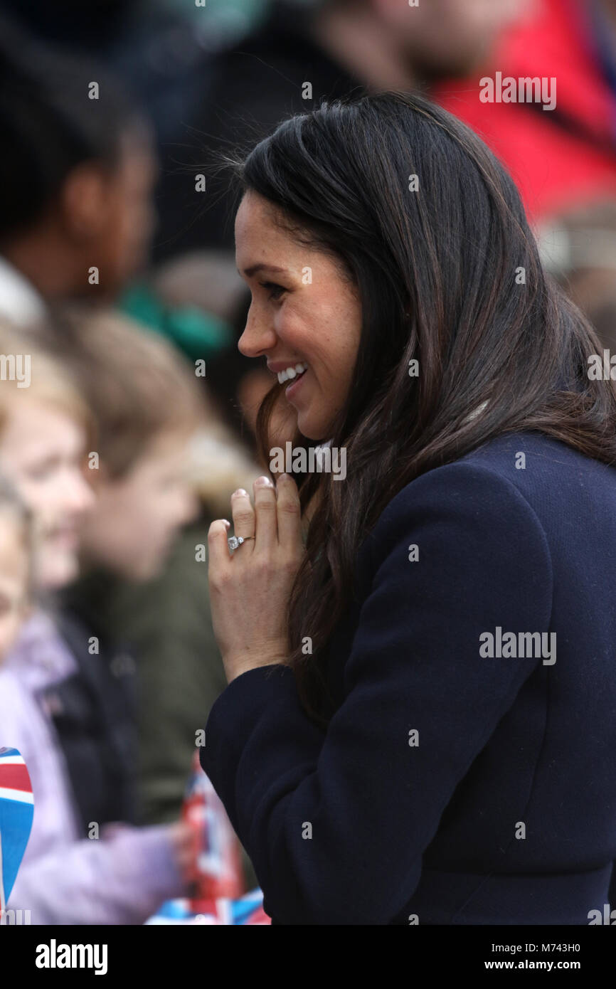 Birmingham, UK. 8 mars, 2018. Son Altesse Royale le prince Harry (Pays de Galles) et Meghan Markle, un bain de foule sur la Journée internationale des femmes à Birmingham au Millennium Point, Birmingham, le 8 mars 2018. Crédit : Paul Marriott/Alamy Live News Banque D'Images