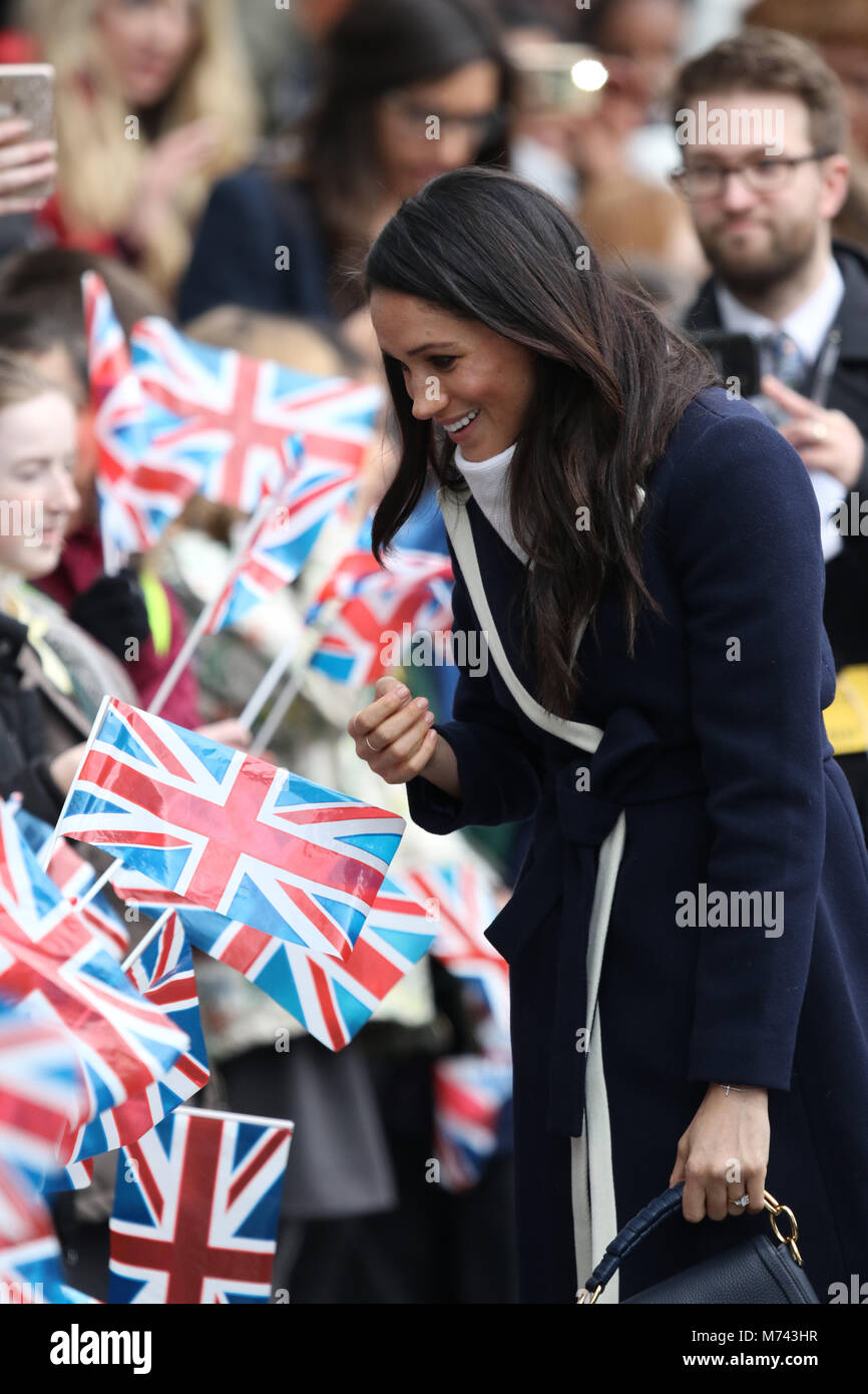 Birmingham, UK. 8 mars, 2018. Son Altesse Royale le prince Harry (Pays de Galles) et Meghan Markle, un bain de foule sur la Journée internationale des femmes à Birmingham au Millennium Point, Birmingham, le 8 mars 2018. Crédit : Paul Marriott/Alamy Live News Banque D'Images