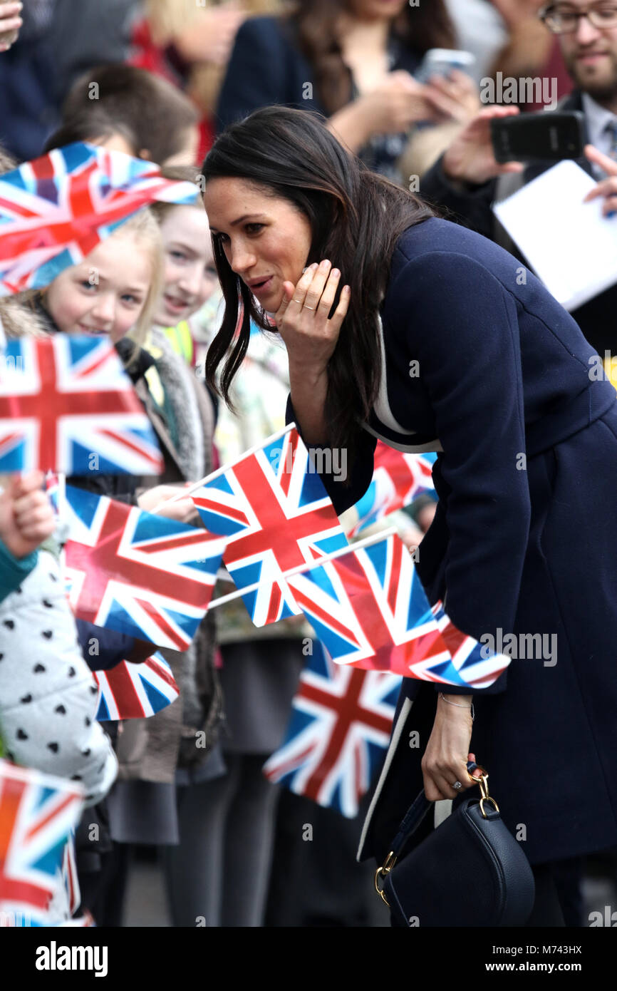 Birmingham, UK. 8 mars, 2018. Son Altesse Royale le prince Harry (Pays de Galles) et Meghan Markle, un bain de foule sur la Journée internationale des femmes à Birmingham au Millennium Point, Birmingham, le 8 mars 2018. Crédit : Paul Marriott/Alamy Live News Banque D'Images