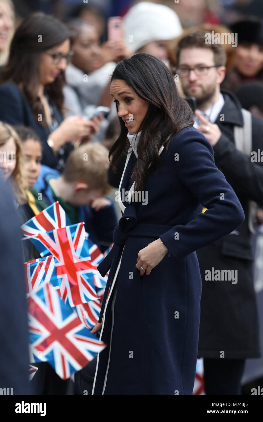 Birmingham, UK. 8 mars, 2018. Son Altesse Royale le prince Harry (Pays de Galles) et Meghan Markle, un bain de foule sur la Journée internationale des femmes à Birmingham au Millennium Point, Birmingham, le 8 mars 2018. Crédit : Paul Marriott/Alamy Live News Banque D'Images
