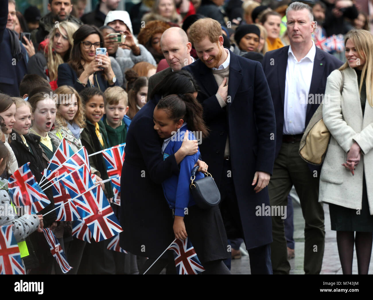 Birmingham, UK. 8 mars, 2018. Son Altesse Royale le prince Harry (Pays de Galles) et Meghan Markle, un bain de foule sur la Journée internationale des femmes à Birmingham au Millennium Point, Birmingham, le 8 mars 2018. Crédit : Paul Marriott/Alamy Live News Banque D'Images