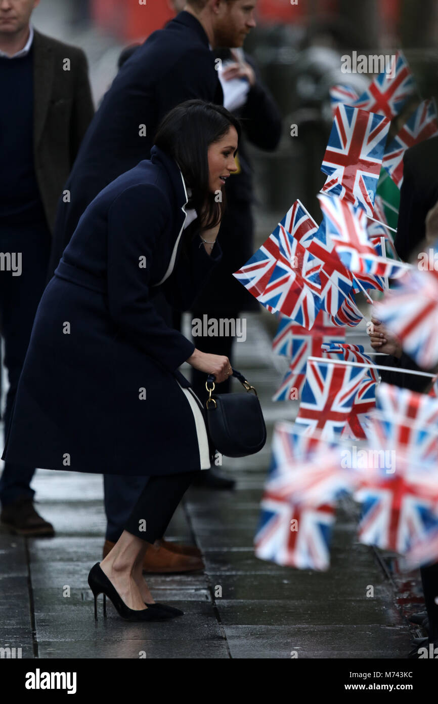 Birmingham, UK. 8 mars, 2018. Son Altesse Royale le prince Harry (Pays de Galles) et Meghan Markle, un bain de foule sur la Journée internationale des femmes à Birmingham au Millennium Point, Birmingham, le 8 mars 2018. Crédit : Paul Marriott/Alamy Live News Banque D'Images