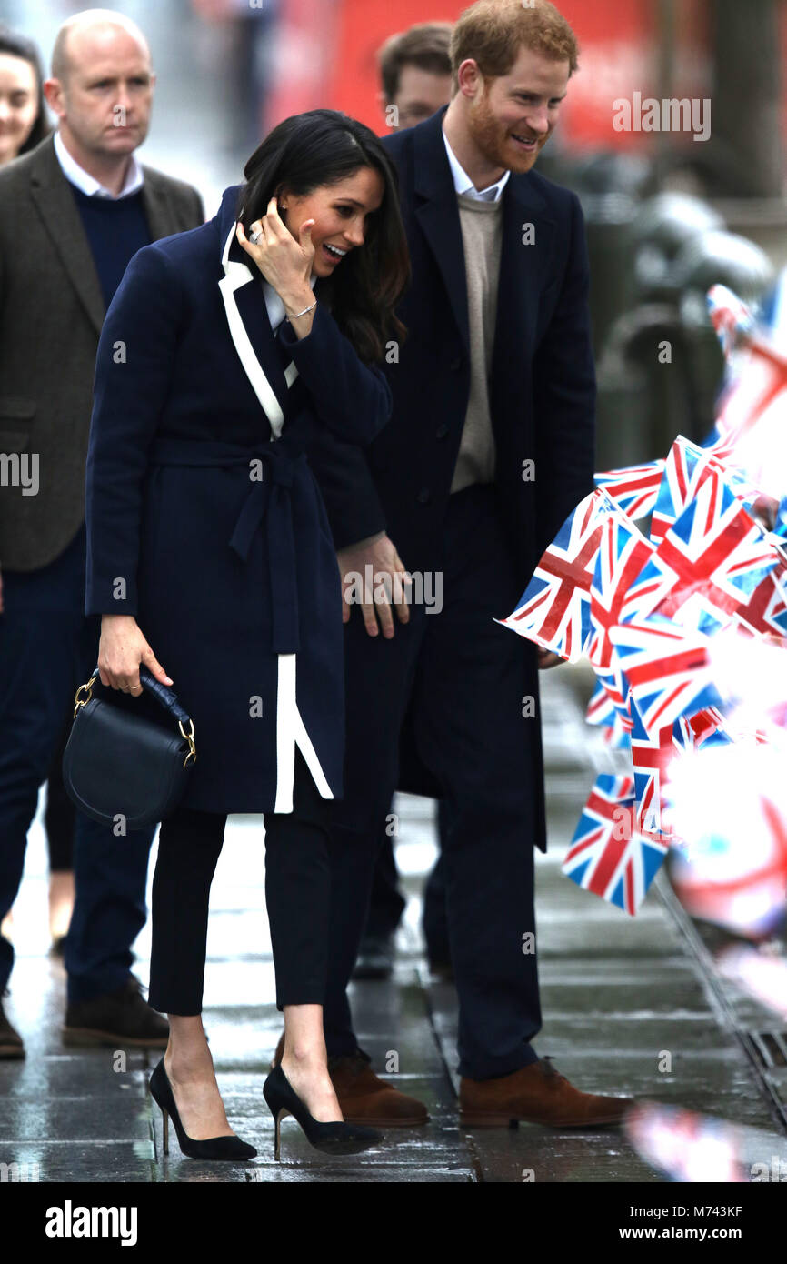 Birmingham, UK. 8 mars, 2018. Son Altesse Royale le prince Harry (Pays de Galles) et Meghan Markle, un bain de foule sur la Journée internationale des femmes à Birmingham au Millennium Point, Birmingham, le 8 mars 2018. Crédit : Paul Marriott/Alamy Live News Banque D'Images