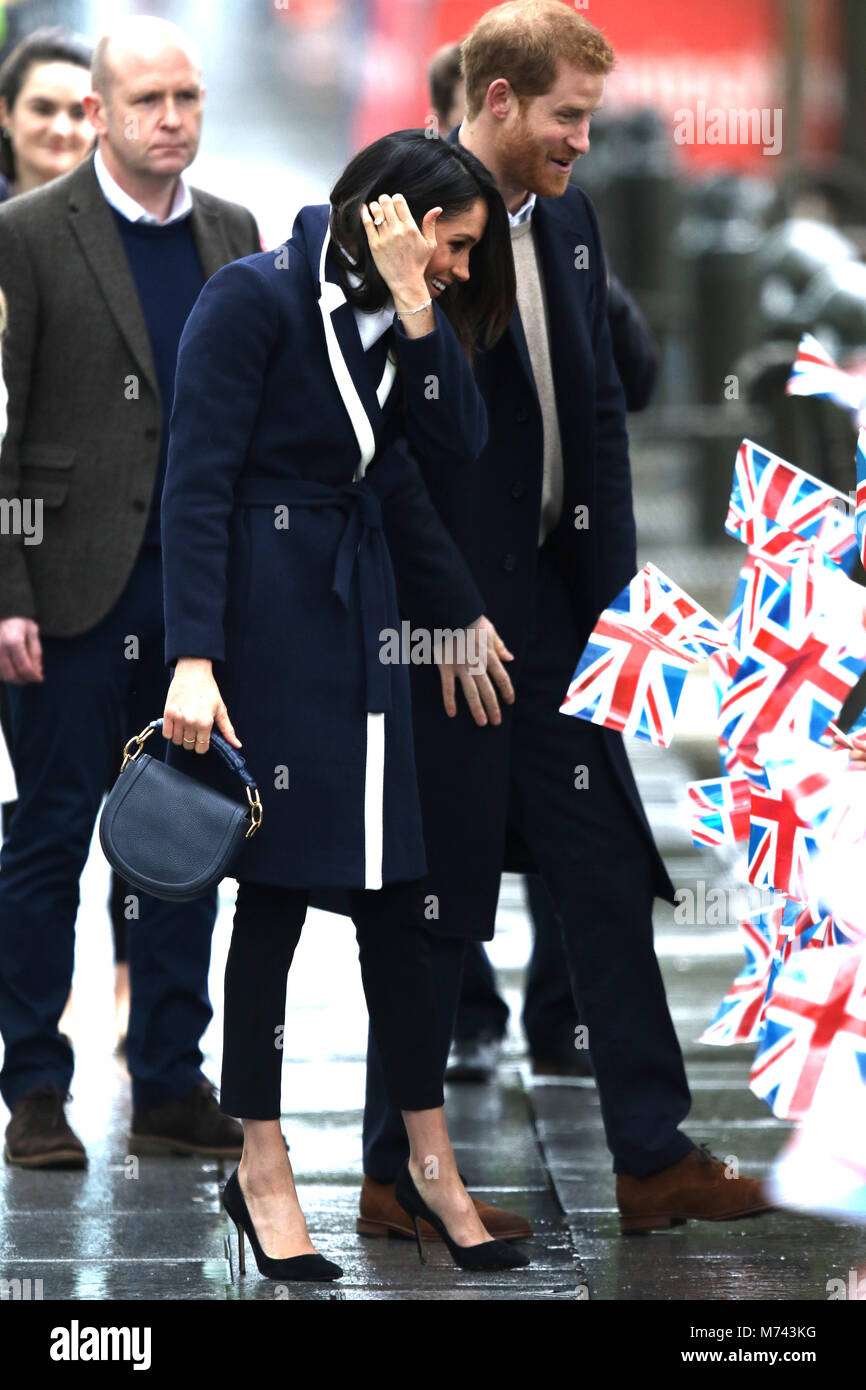Birmingham, UK. 8 mars, 2018. Son Altesse Royale le prince Harry (Pays de Galles) et Meghan Markle, un bain de foule sur la Journée internationale des femmes à Birmingham au Millennium Point, Birmingham, le 8 mars 2018. Crédit : Paul Marriott/Alamy Live News Banque D'Images