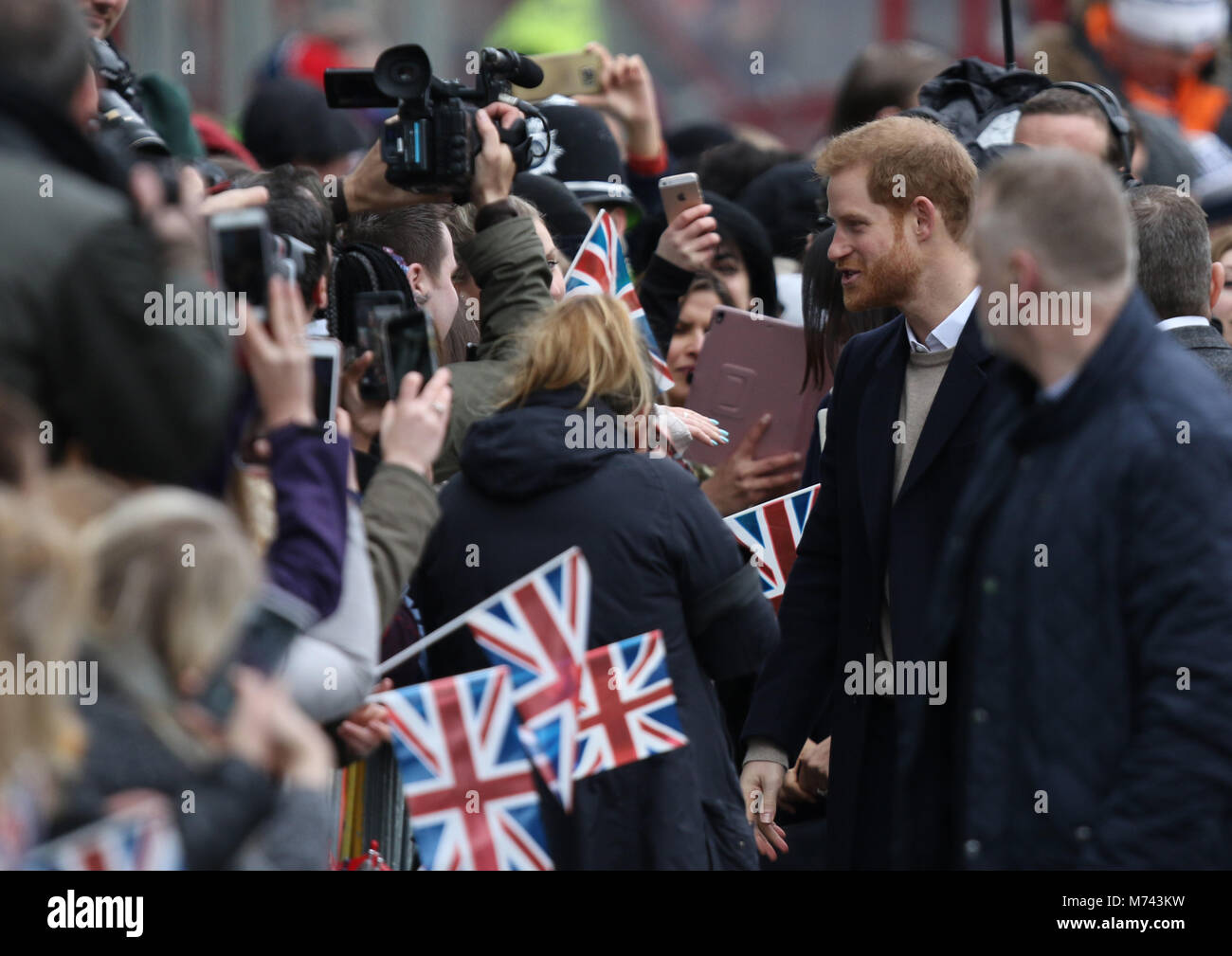 Birmingham, UK. 8 mars, 2018. Son Altesse Royale le prince Harry (Pays de Galles) et Meghan Markle, un bain de foule sur la Journée internationale des femmes à Birmingham au Millennium Point, Birmingham, le 8 mars 2018. Crédit : Paul Marriott/Alamy Live News Banque D'Images