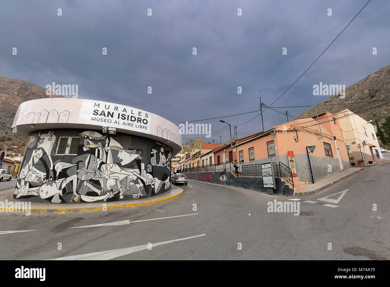 Orihuela, Espagne. 26 février 2018 : peintures murales de San Isidro en hommage à Miguel Hernandez dans la ville d'Orihuela, province d'Alicante, Espagne. Banque D'Images