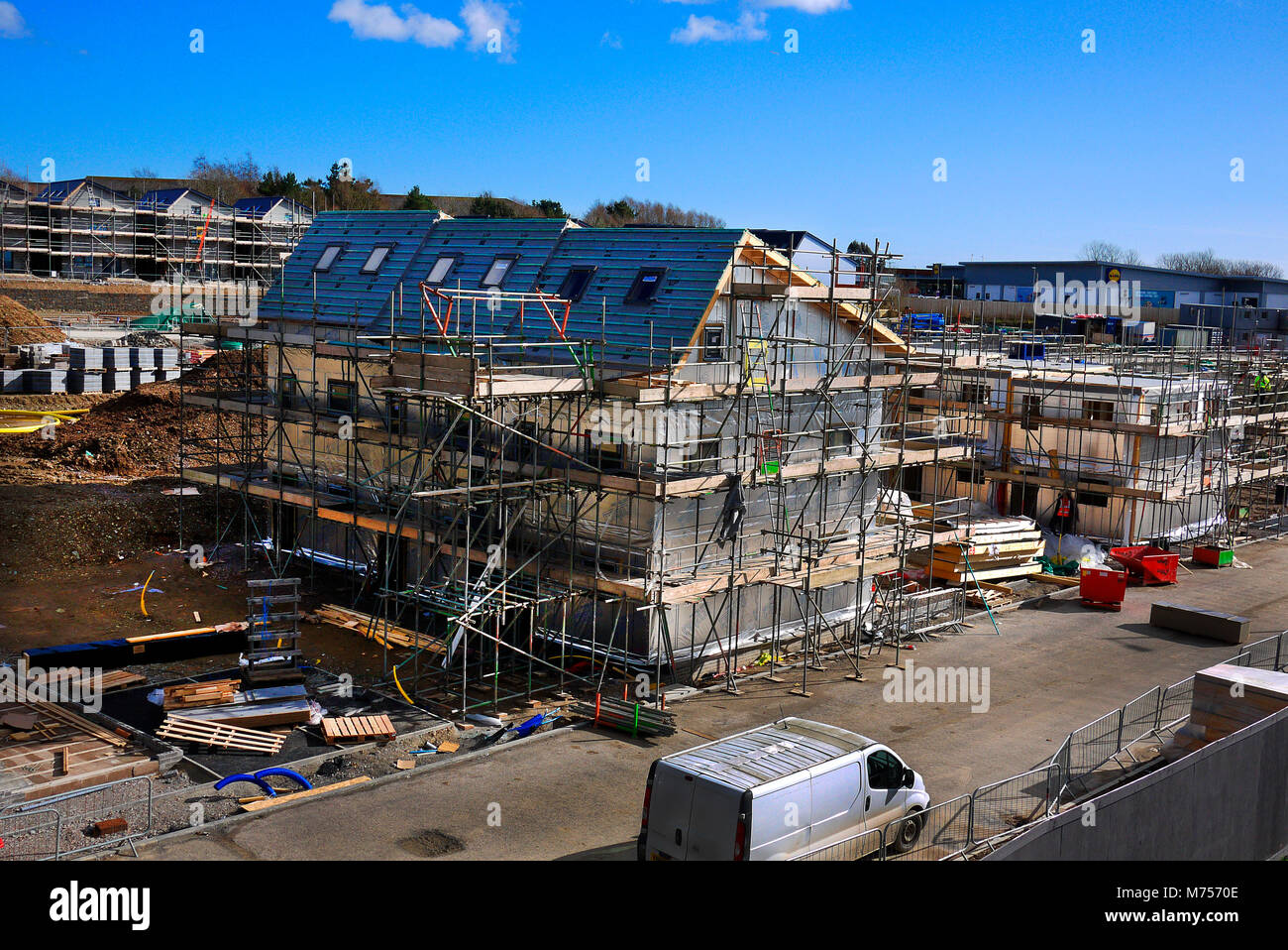 Nouvelles maisons / maisons en construction dans la région de Plymouth Roborough, UK. Banque D'Images
