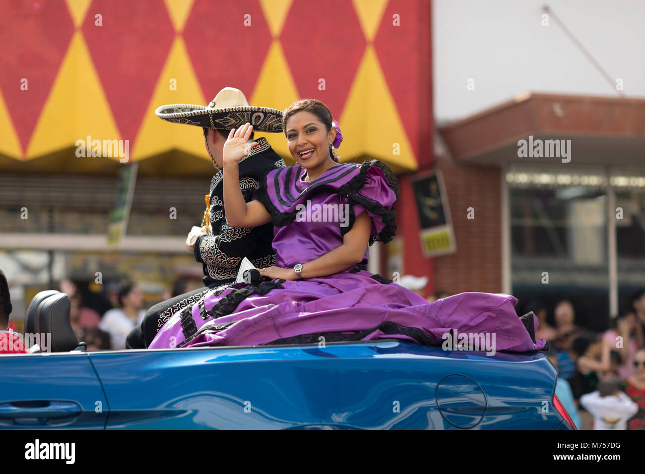 Brownsville, Texas, USA - Le 24 février 2018, Grand Parade internationale fait partie du Charro Jours Fiesta - Fiestas Mexicanas, un festival national Banque D'Images