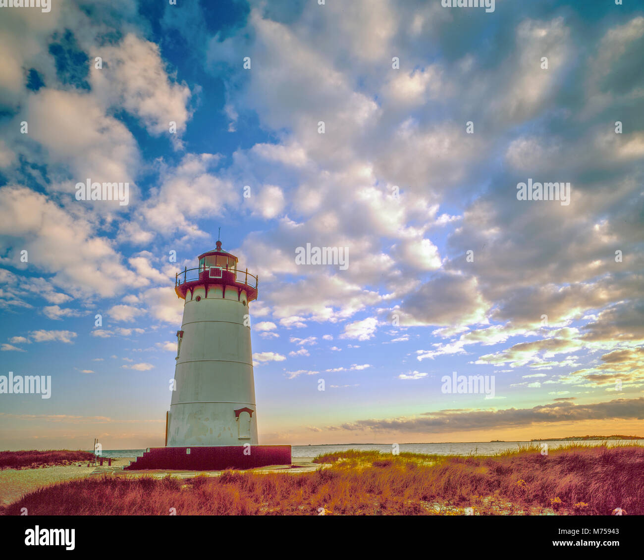 Edgartown Lighthouse, Martha's Vineyard, Massachusetts), Océan Atlantique Lever du Soleil Banque D'Images
