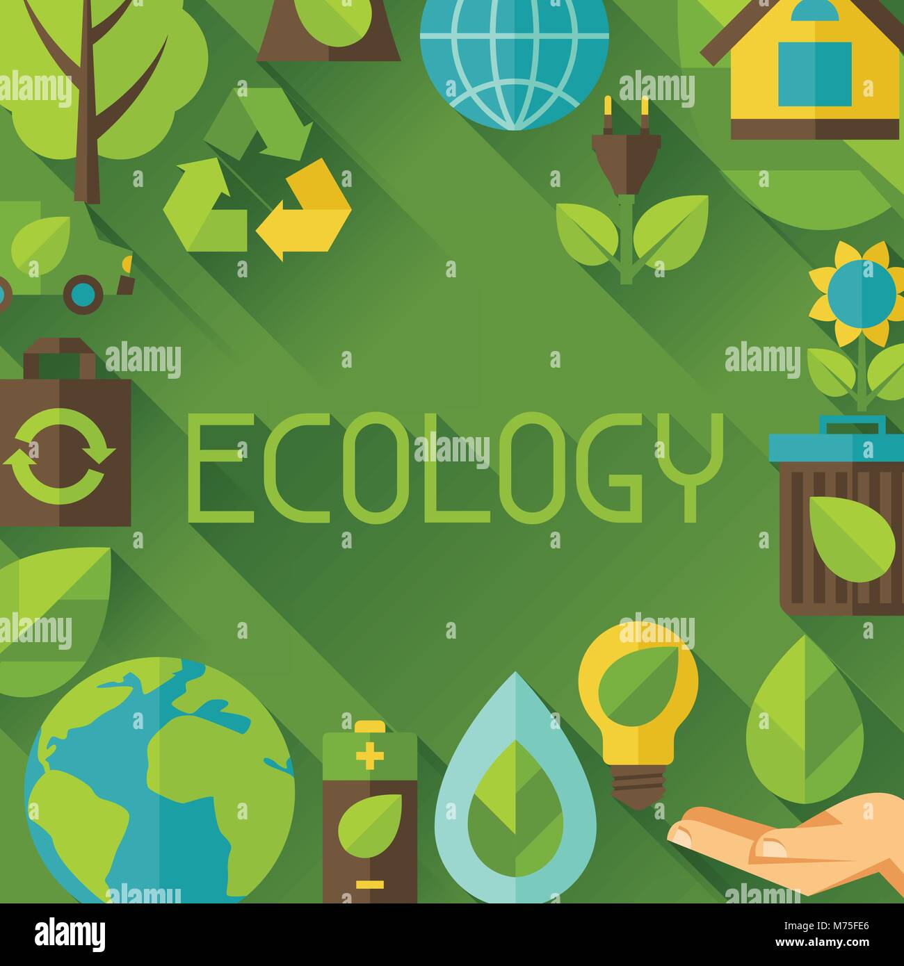 Arriere Plan De L Environnement Ecologie Avec Icones Image Vectorielle Stock Alamy