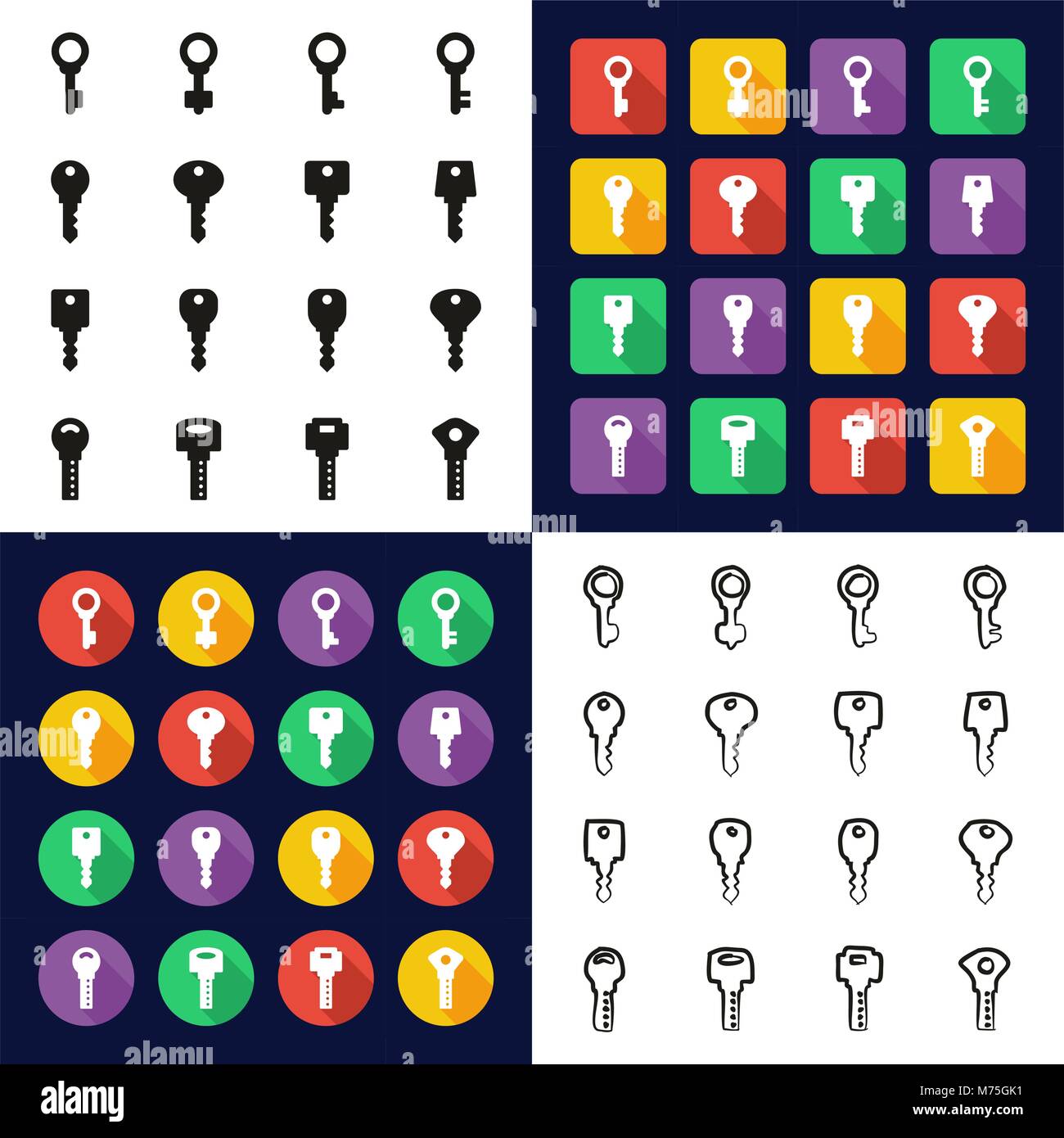 Ligne,léger,eps vecteur,illustration,télévision,simple,icône contour,blanc,noir,isolé,concept,web,design,ossature,Key,location,chambre,porte,sécurité,moderne,serrure, Illustration de Vecteur