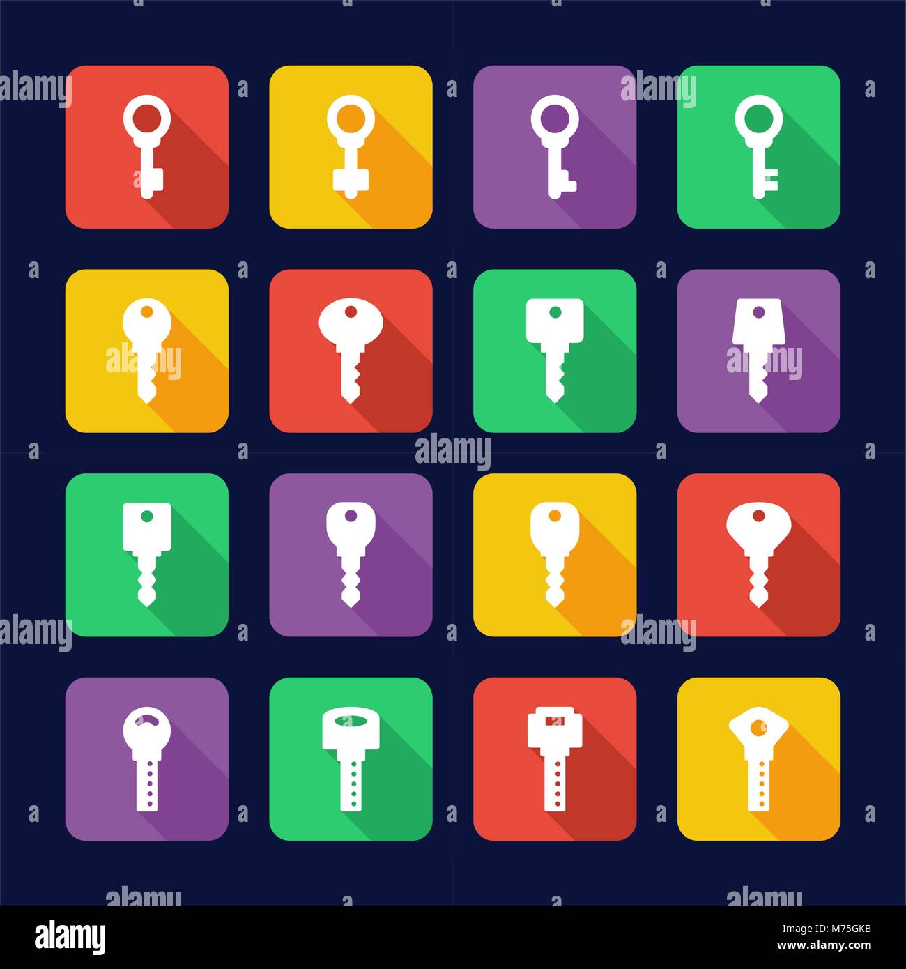 Les icônes des touches Design plat Illustration de Vecteur