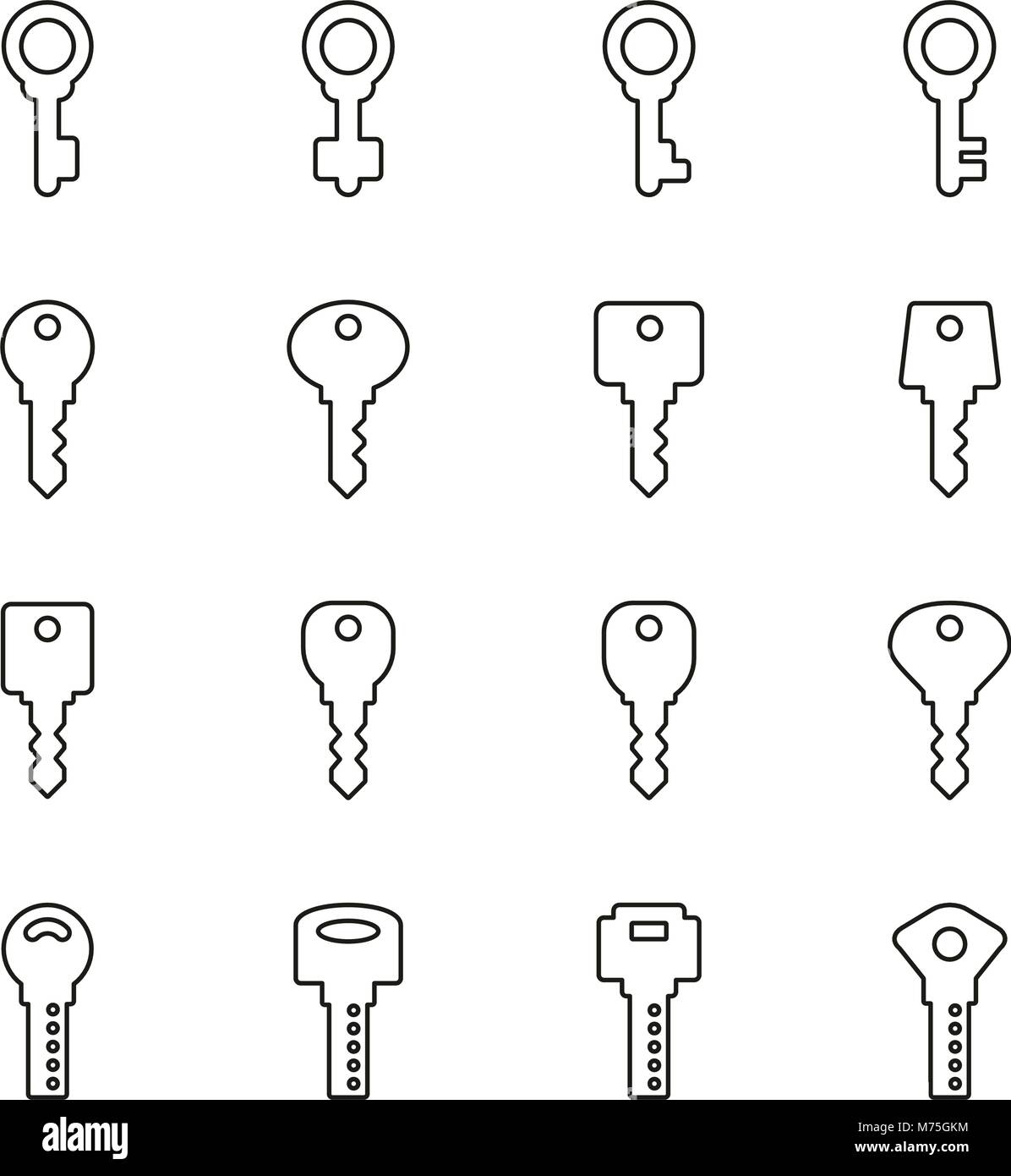 Les icônes des touches de ligne fine Vector Illustration Set Illustration de Vecteur