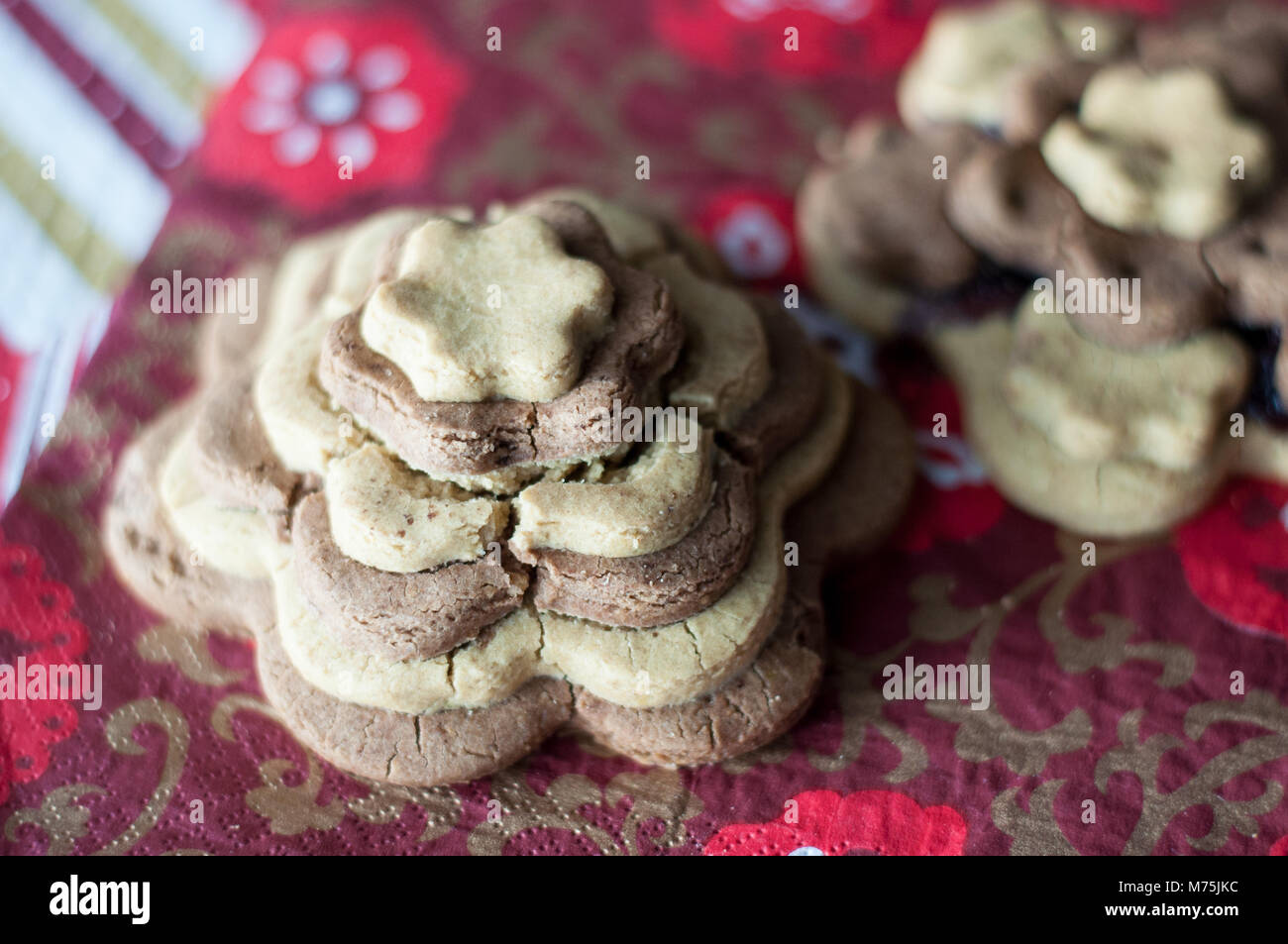 Gâteau Cookie sans gluten. Ingrédients : riz, tapioca, farine, eau, chocolat en poudre, le zeste de citron, miel. Confectionné par une jeune fille de 12 ans. Banque D'Images