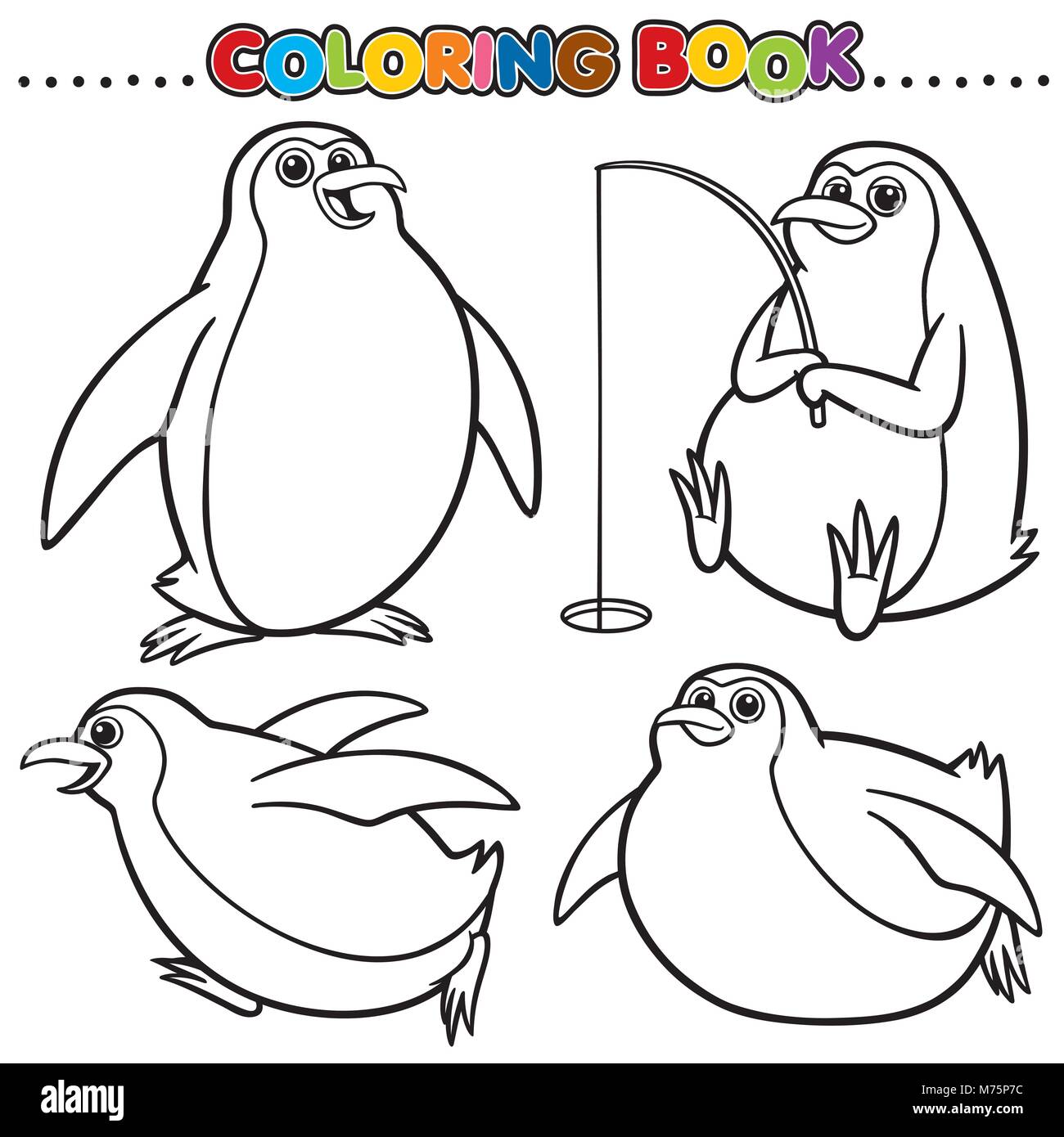 Livre de coloriage - Penguin Cartoon Illustration de Vecteur