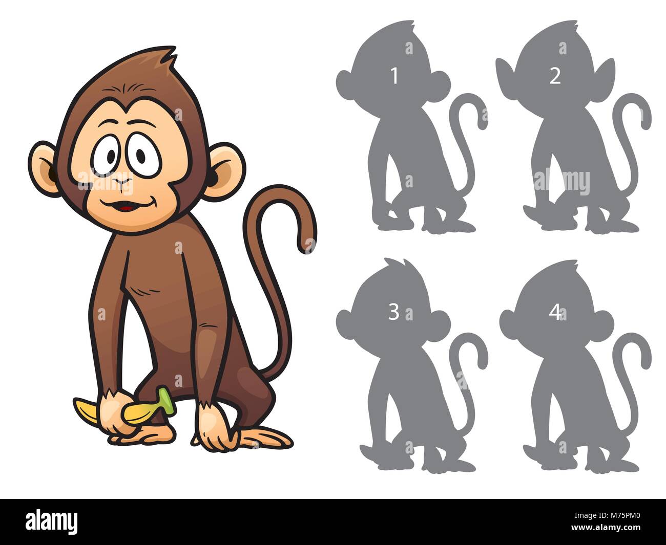 Vector Illustration de faire le bon choix et connectez-vous à l'ombre - Monkey Illustration de Vecteur