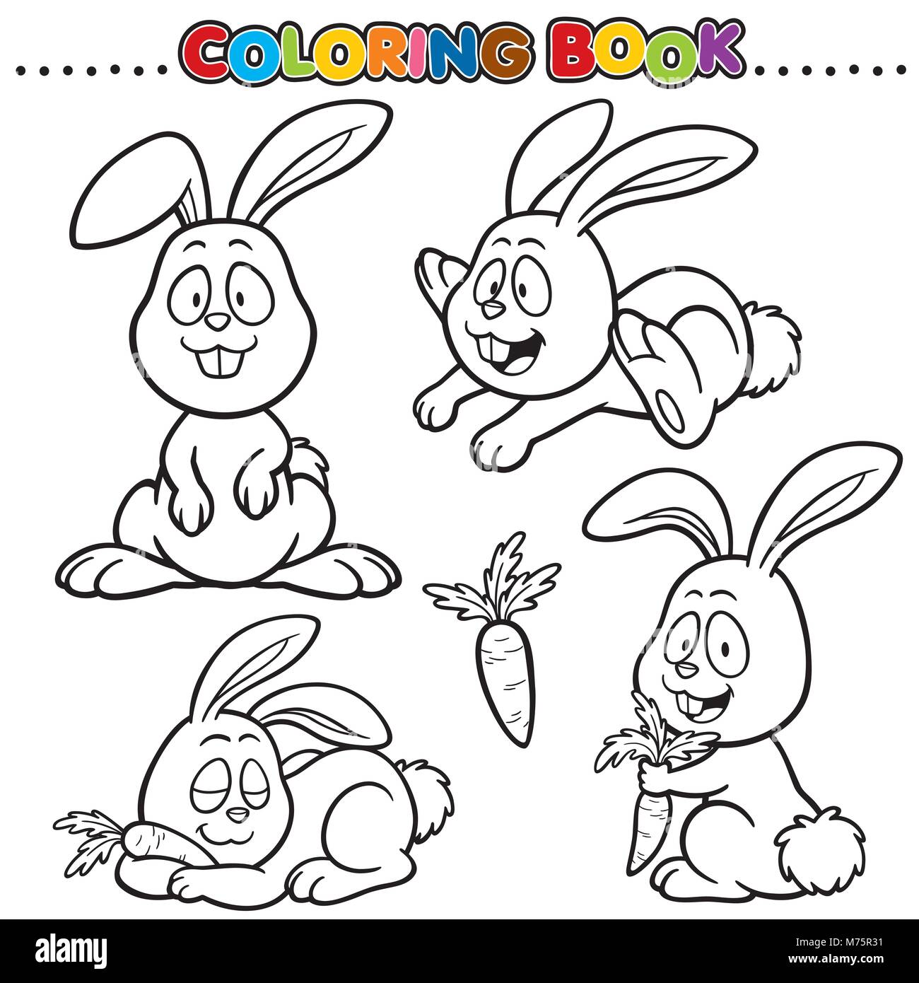 Livre De Coloriage Lapin De Dessin Anime Image Vectorielle Stock Alamy