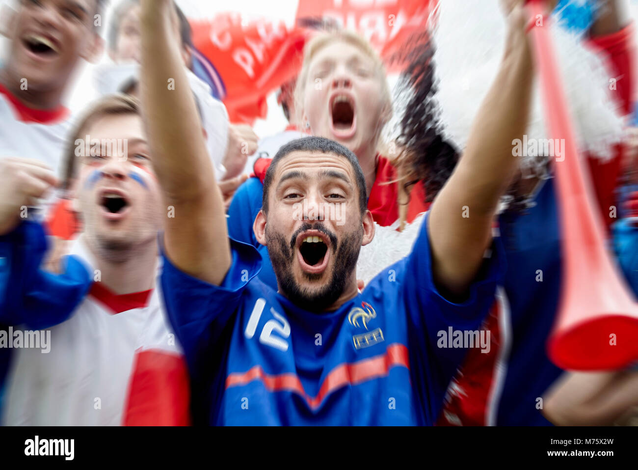 Les fans de football français de match Banque D'Images
