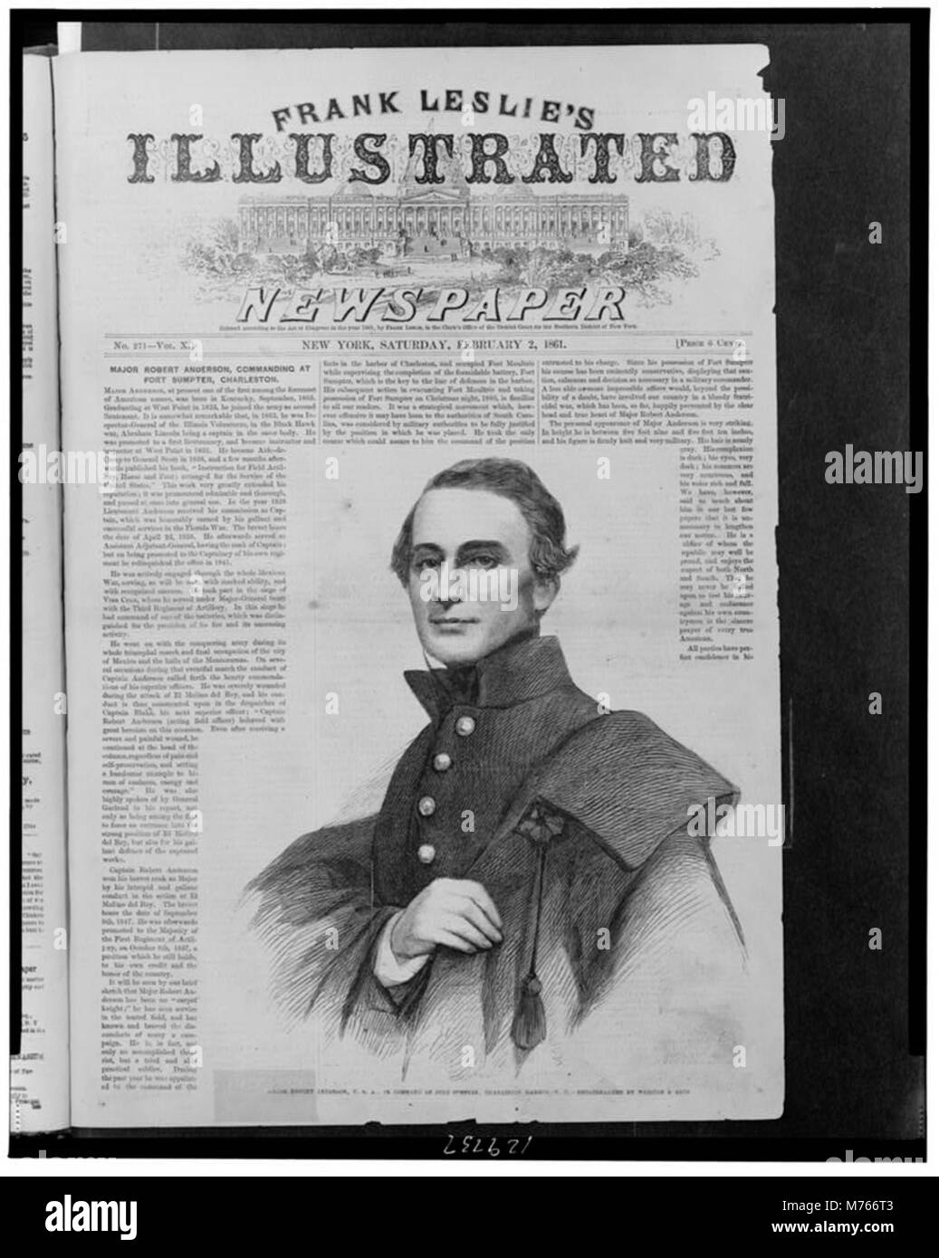 Portrait historique du major Robert Anderson, aux États-Unis, commandant le fort Sumter dans le port de Charleston pendant la guerre de Sécession, photographié par Webster & Bros au XIXe siècle. Banque D'Images