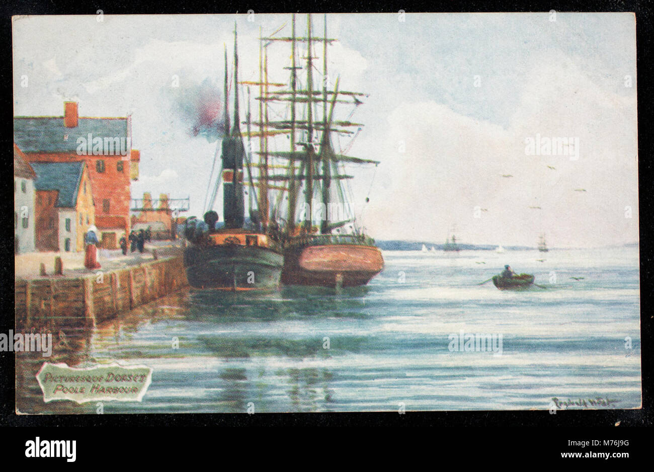 Photographie du port de Poole dans le Dorset, montrant son paysage pittoresque, prise par la Bibliothèque du Congrès. L'image met en valeur la beauté naturelle du port. Banque D'Images