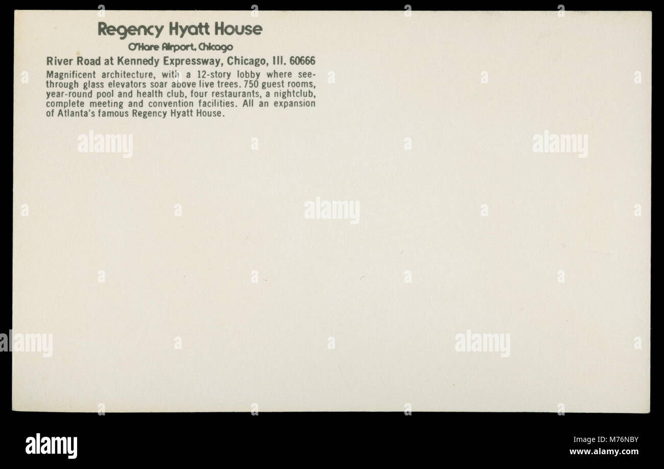 Hyatt Regency House, l'aéroport O'Hare, à Chicago (NPAR 8414) Banque D'Images