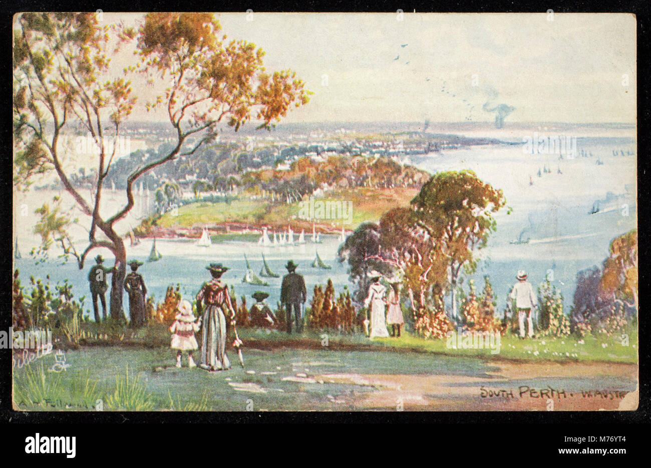 Une vue de South Perth, Australie occidentale, montrant le paysage local et le développement urbain. L'image capture les caractéristiques uniques de cette région australienne dans un contexte historique. Banque D'Images