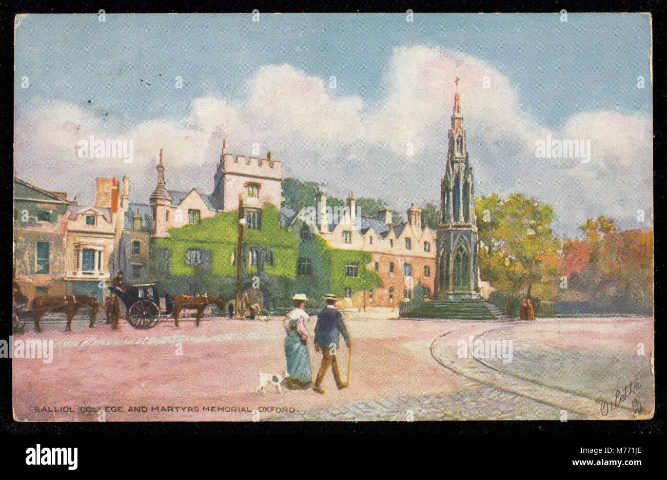 Une photographie représentant le Balliol College et le Martyrs Memorial à Oxford, capturant l'importance architecturale et historique de ces monuments dans l'éducation britannique. Banque D'Images
